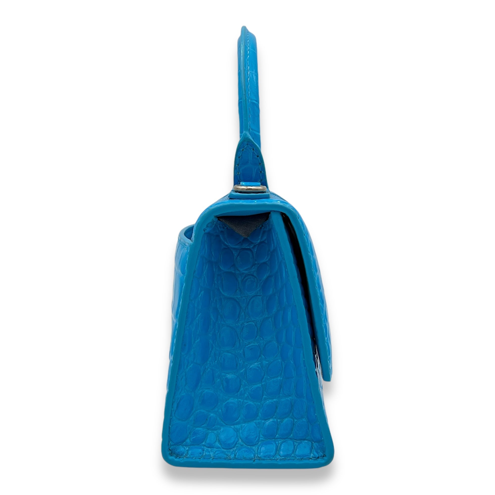 Hourglass Top Handle Bag XS Blue in Calfskin , Silver Hardware - Image 4