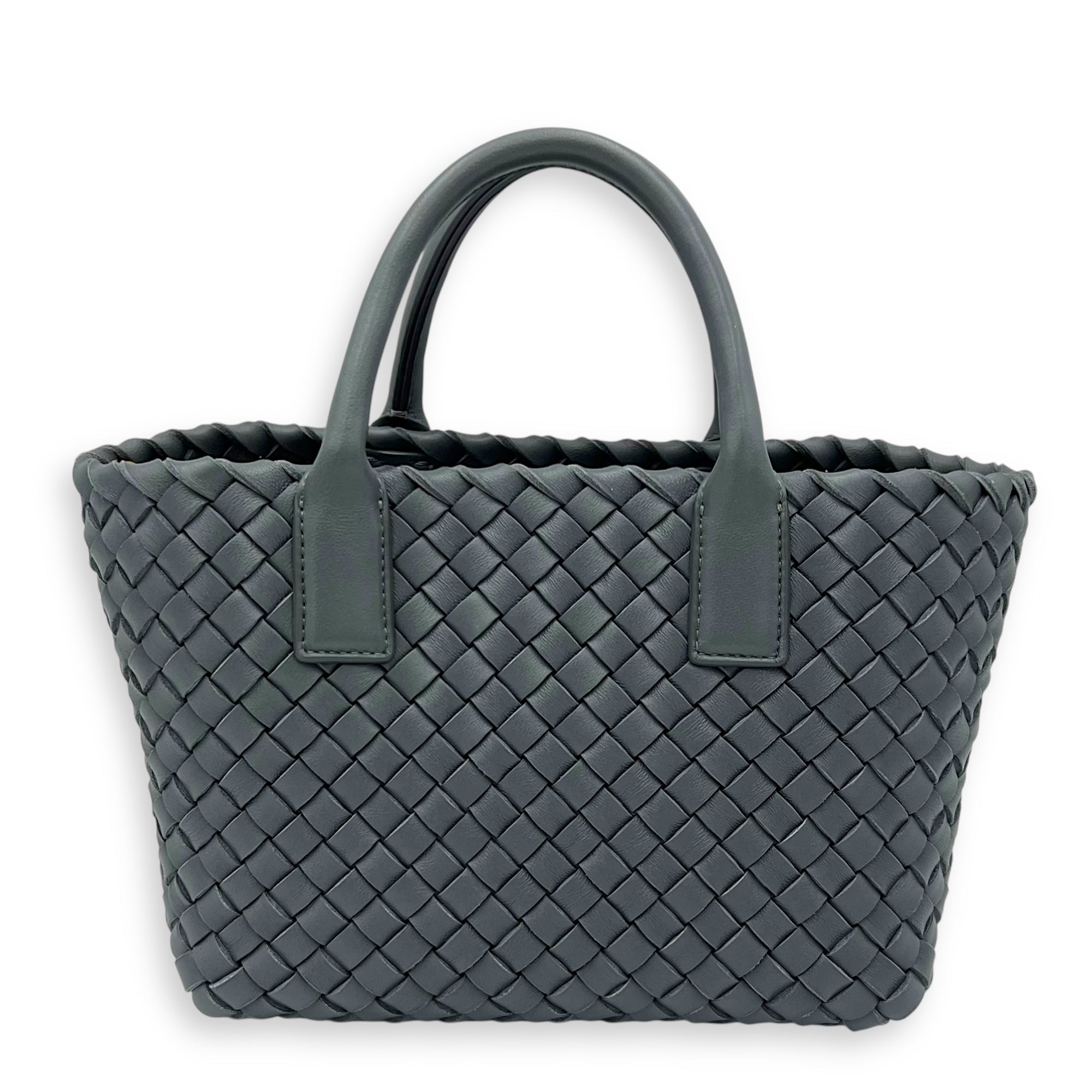 Cabat Top Handle Bag Grey in Lambskin, Silver hardware