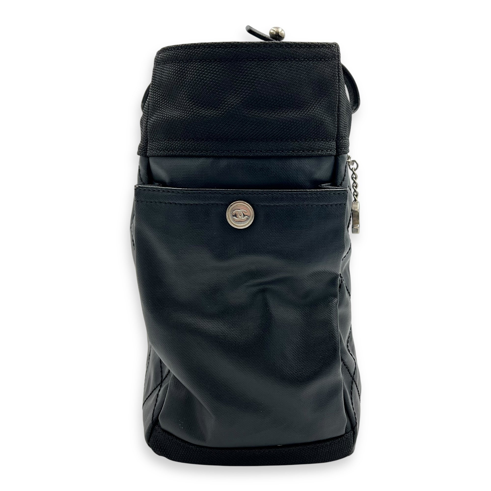 Biarritz Tote Bag Black in Coated Canvas, Silver hardware - Image 4