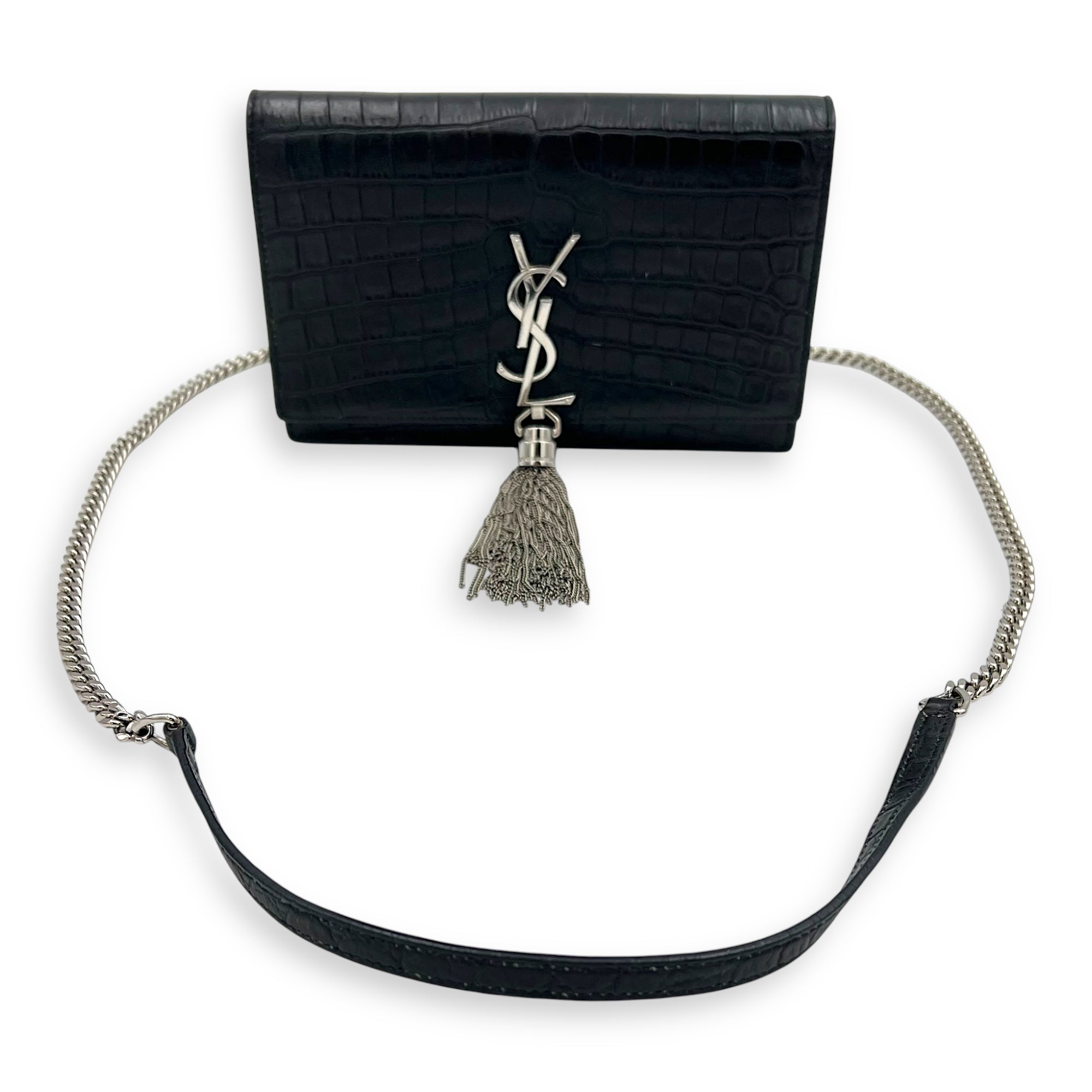 Kate Tassel Black Crossbody Bag in Calfskin, Silver hardware - Image 13