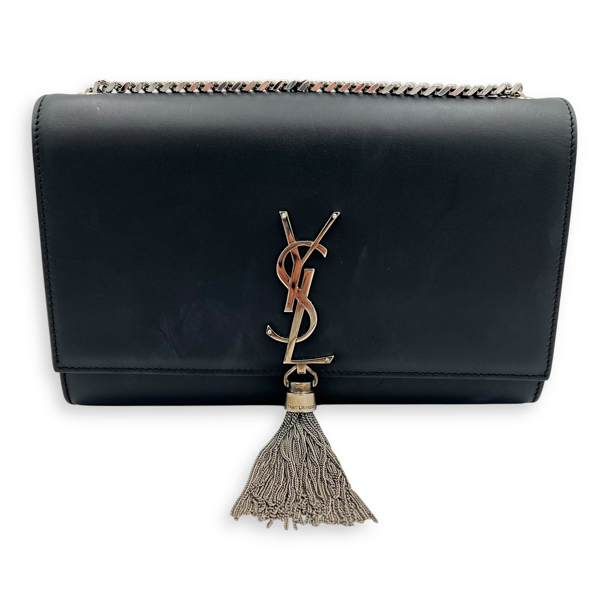 Kate Crossbody Bag Black in Calfskin, Silver hardware
