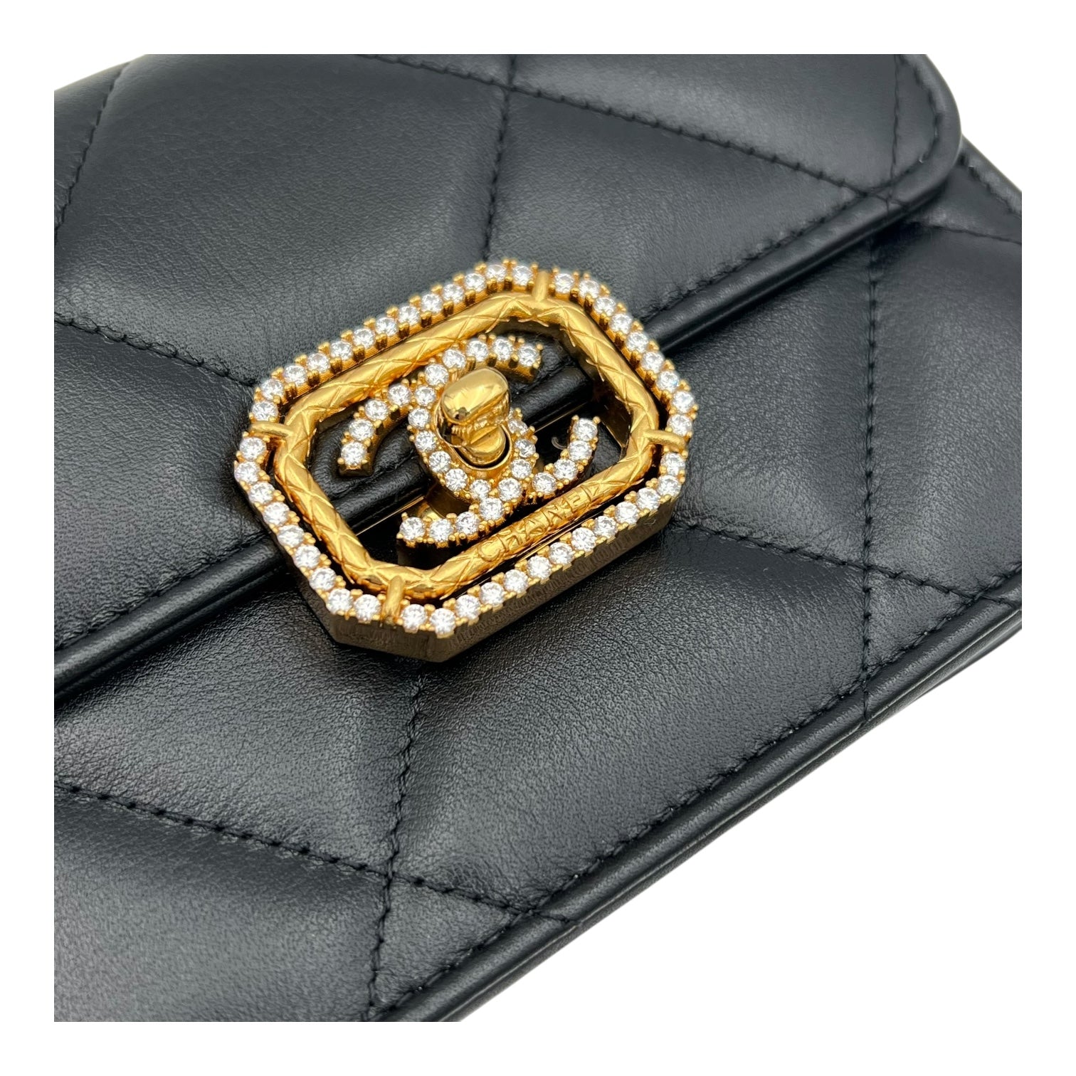CC Clutch Black in Lambskin, Gold hardware - Image 8