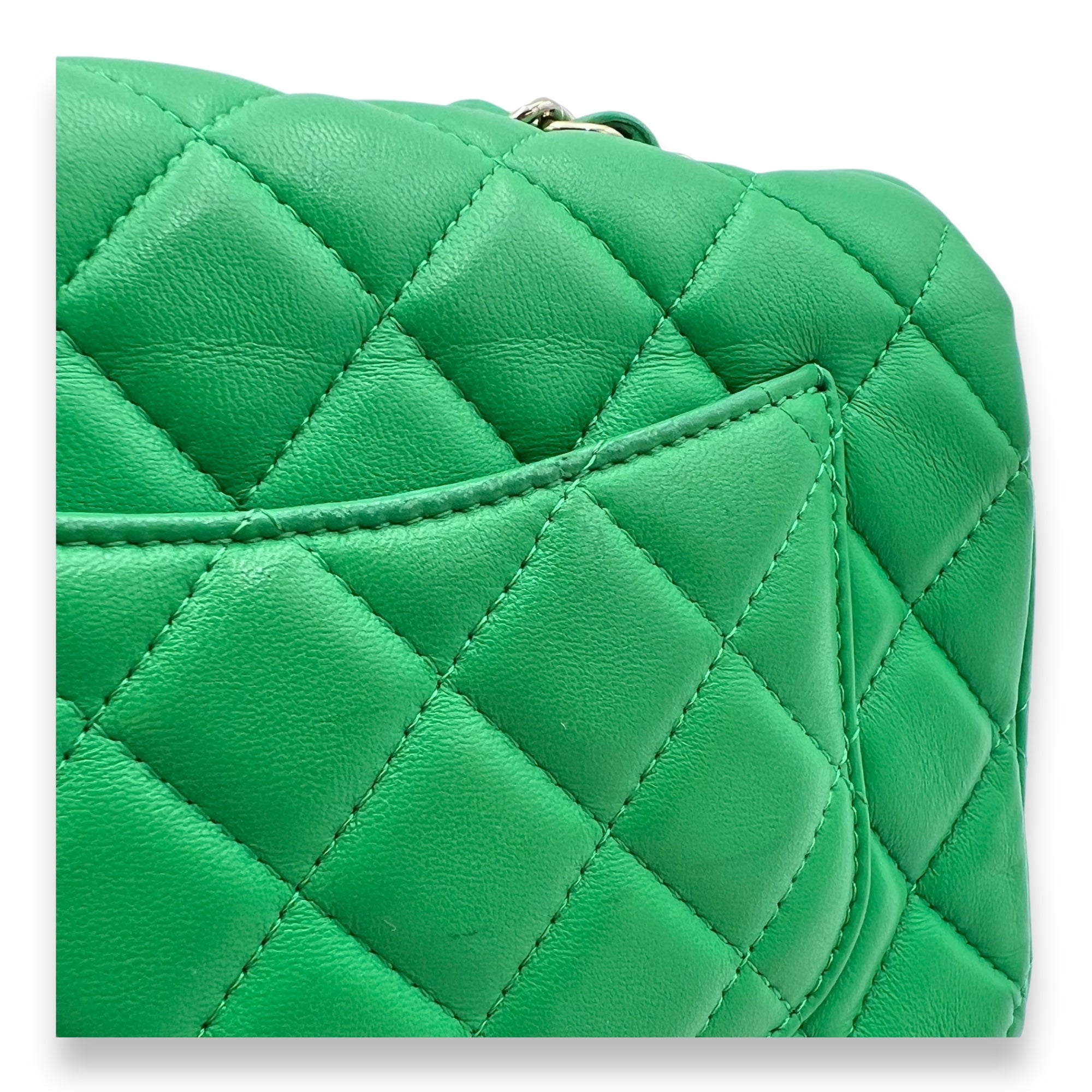 Classic Mini Rectangular Green Crossbody Bag in Lambskin, Gold hardware - Image 10