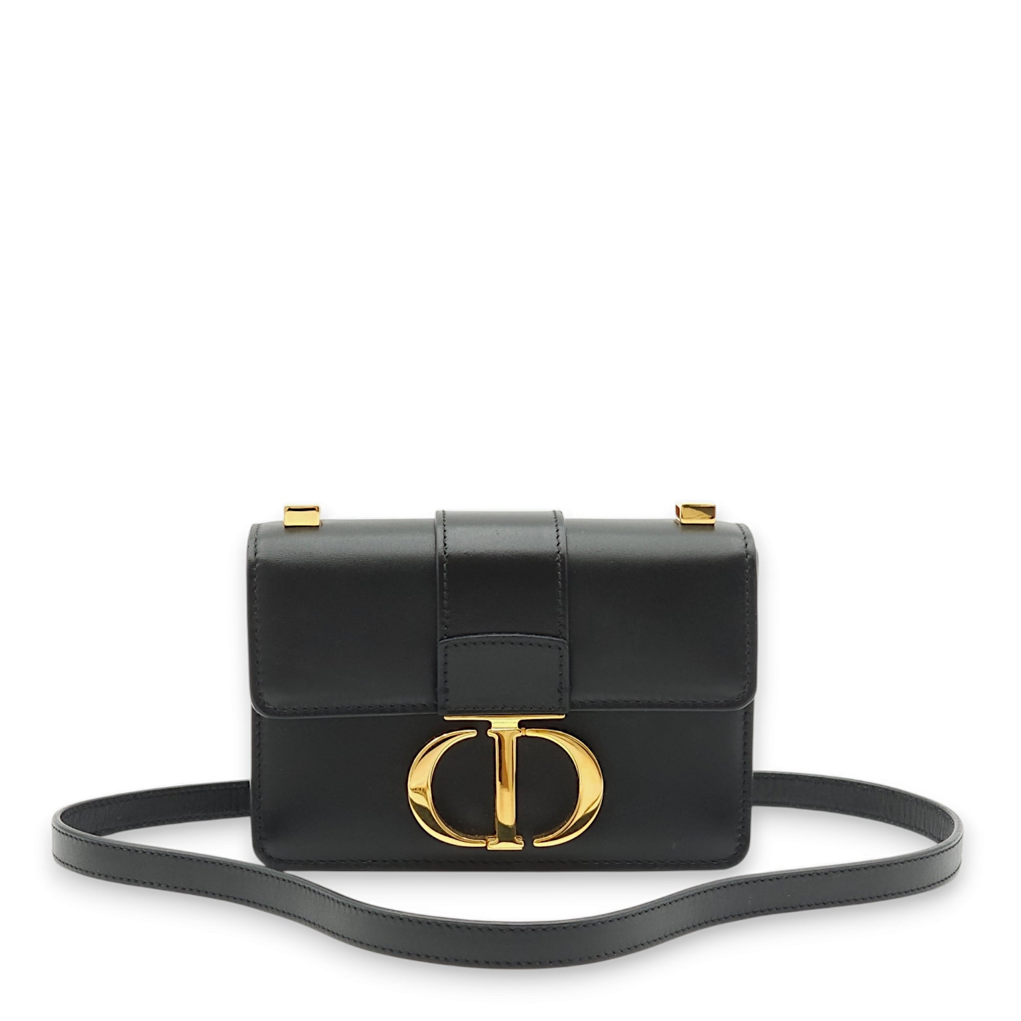 30 Montaigne Micro Black Crossbody Bag in Calfskin, Gold hardware - Image 12