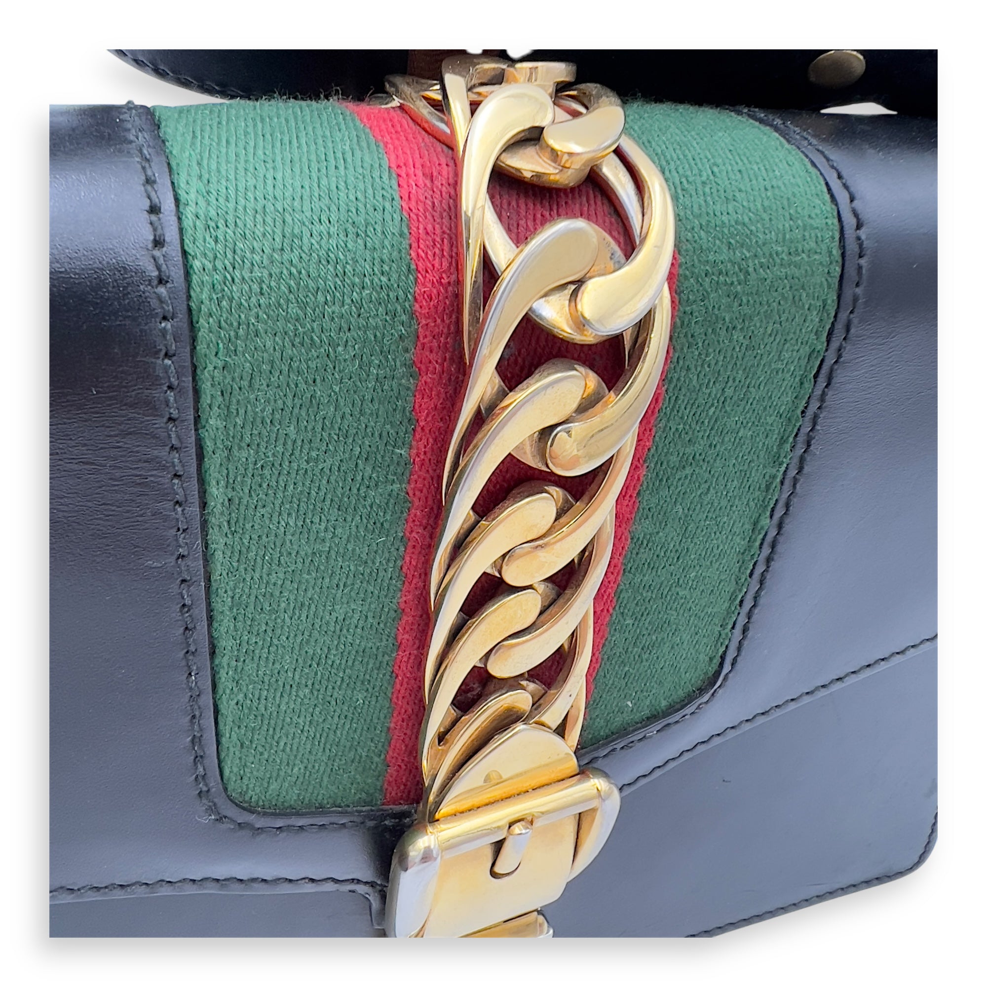 Sylvie Shoulder Bag Black in Calfskin, Gold hardware - Image 17