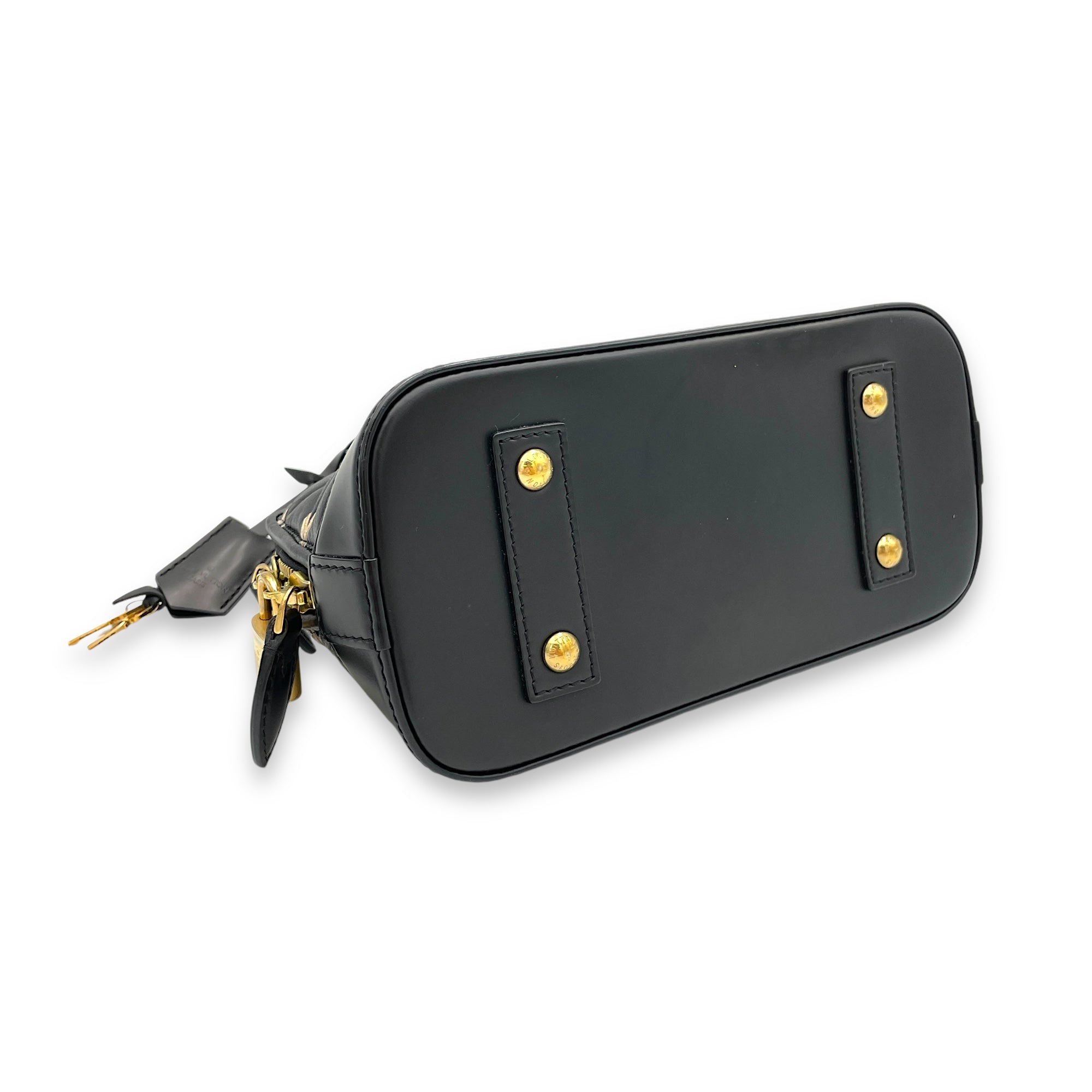 Alma BB Black Top Handle Bag in Calfskin, Gold hardware - Image 6
