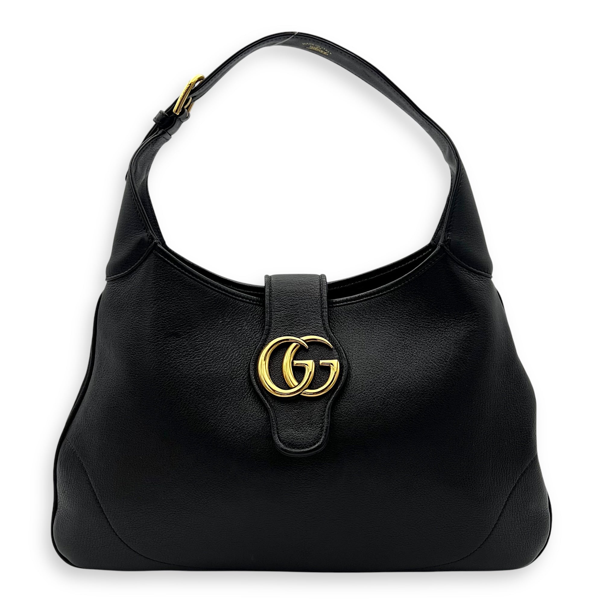 Aphrodite Shoulder Bag Medium Black in Calfskin, Gold hardware