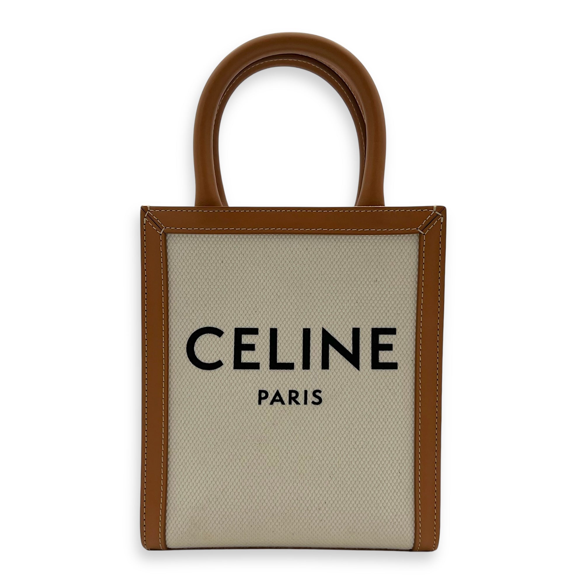 Cabas Top Handle Bag Small Beige in Canvas, Gold hardware