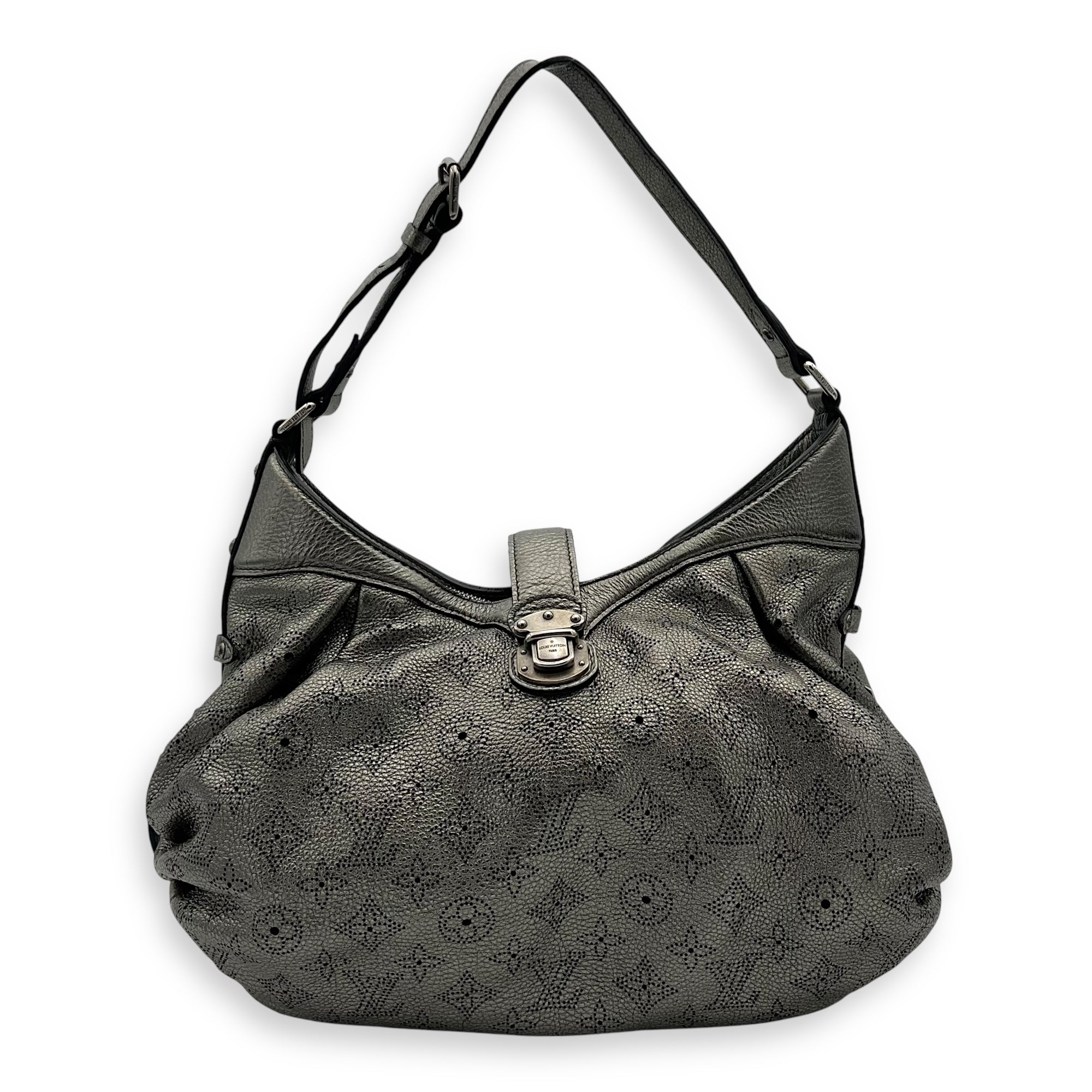Mahina Shoulder Bag Silver in Calfskin, Silver hardware