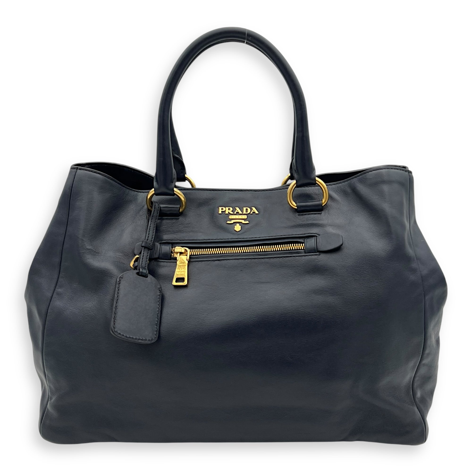 2 way bag Top Handle Bag Blue in Calfskin, Gold hardware