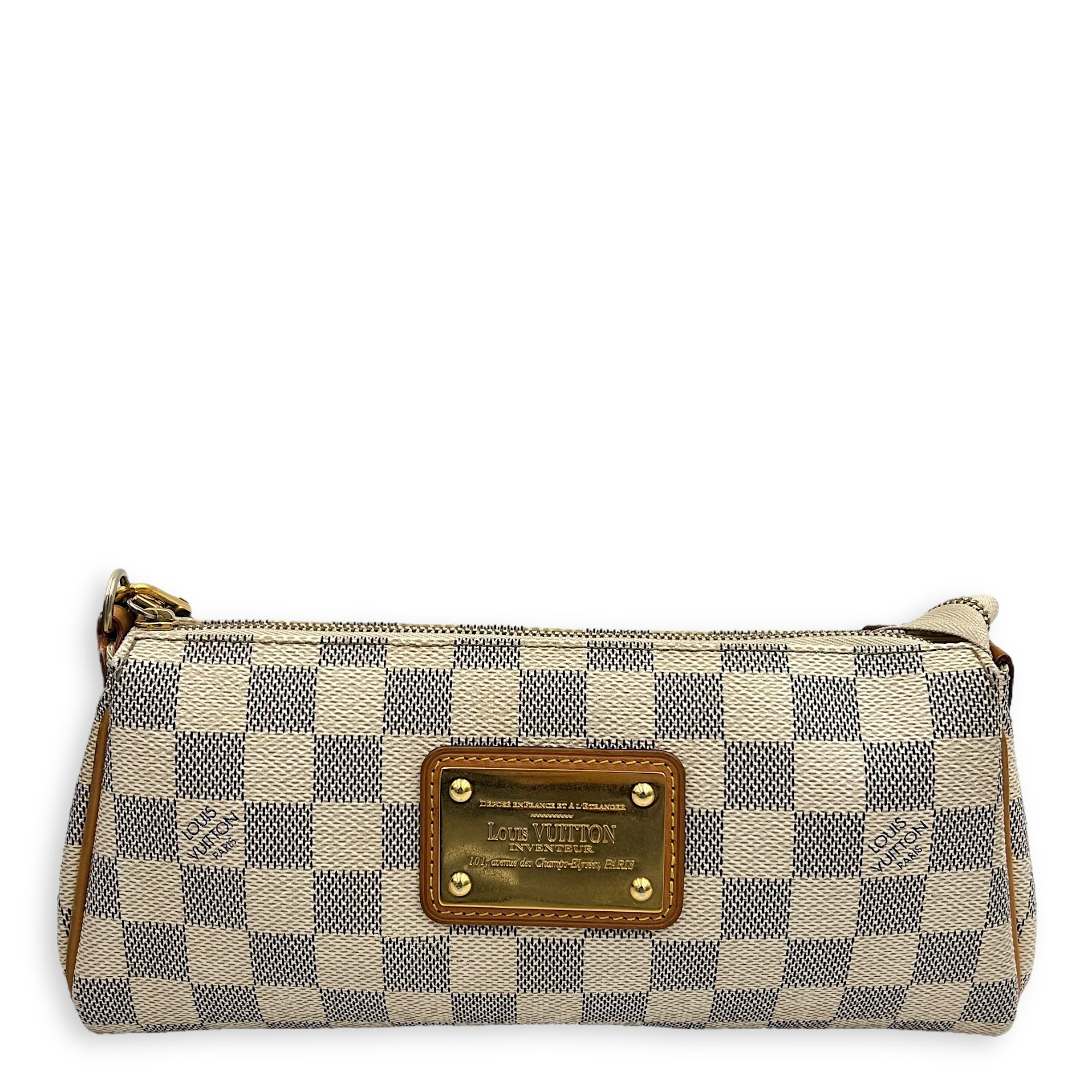 Eva Pouch White in Coated Canvas, Gold hardware