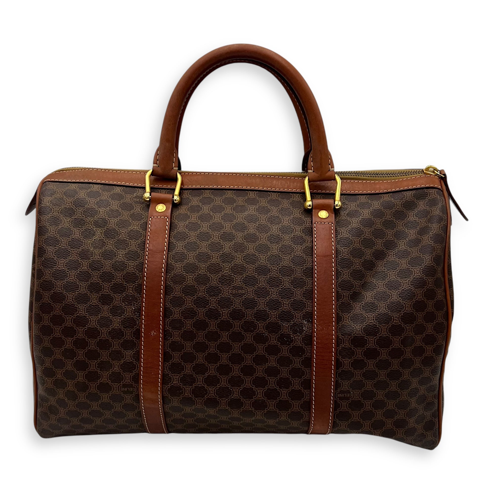 Macadam Top Handle Bag Brown in Coated Canvas, Gold hardware - Image 3