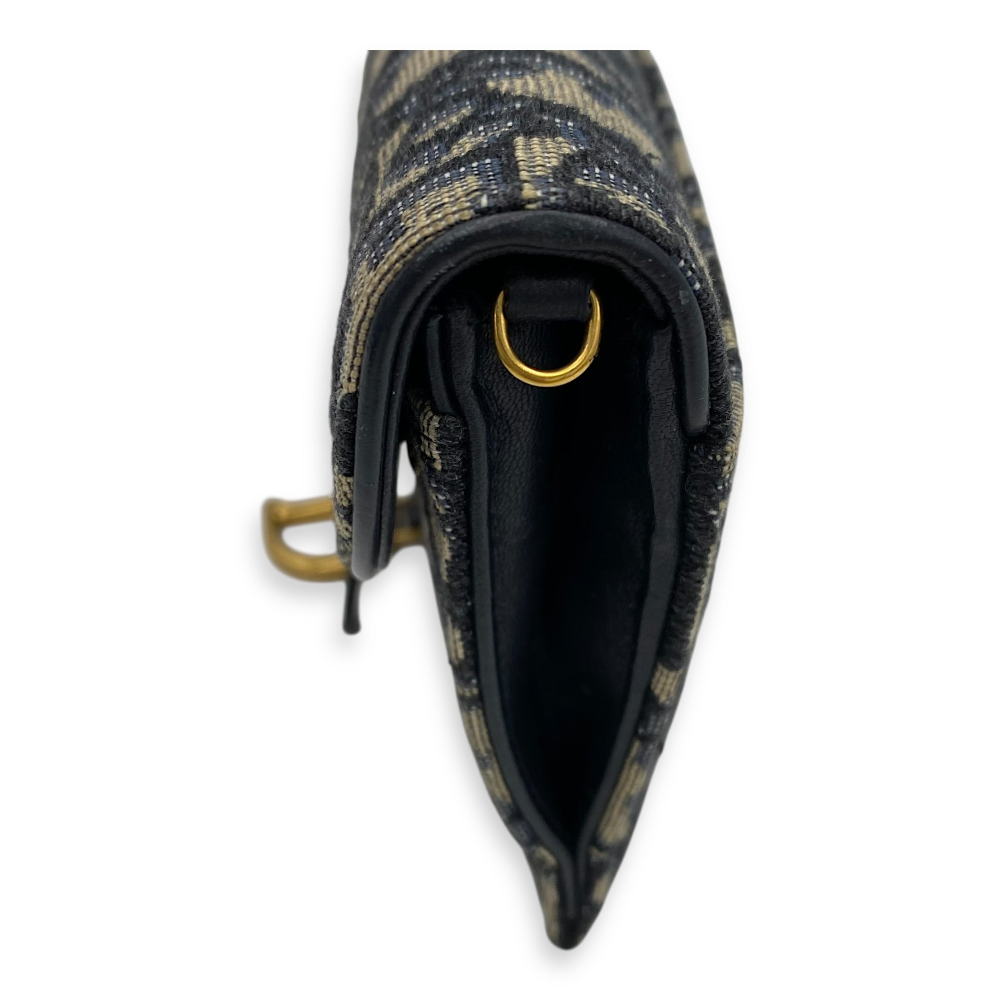 Saddle Wallet On Chain Blue in Jacquard, Gold hardware - Image 11