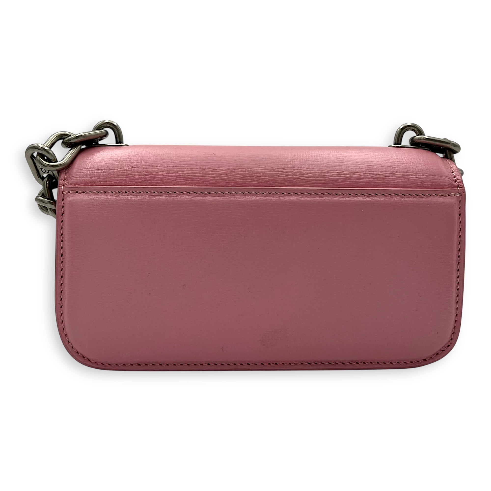 Gossip Pink Wallet On Chain in Calfskin, Silver hardware - Image 3