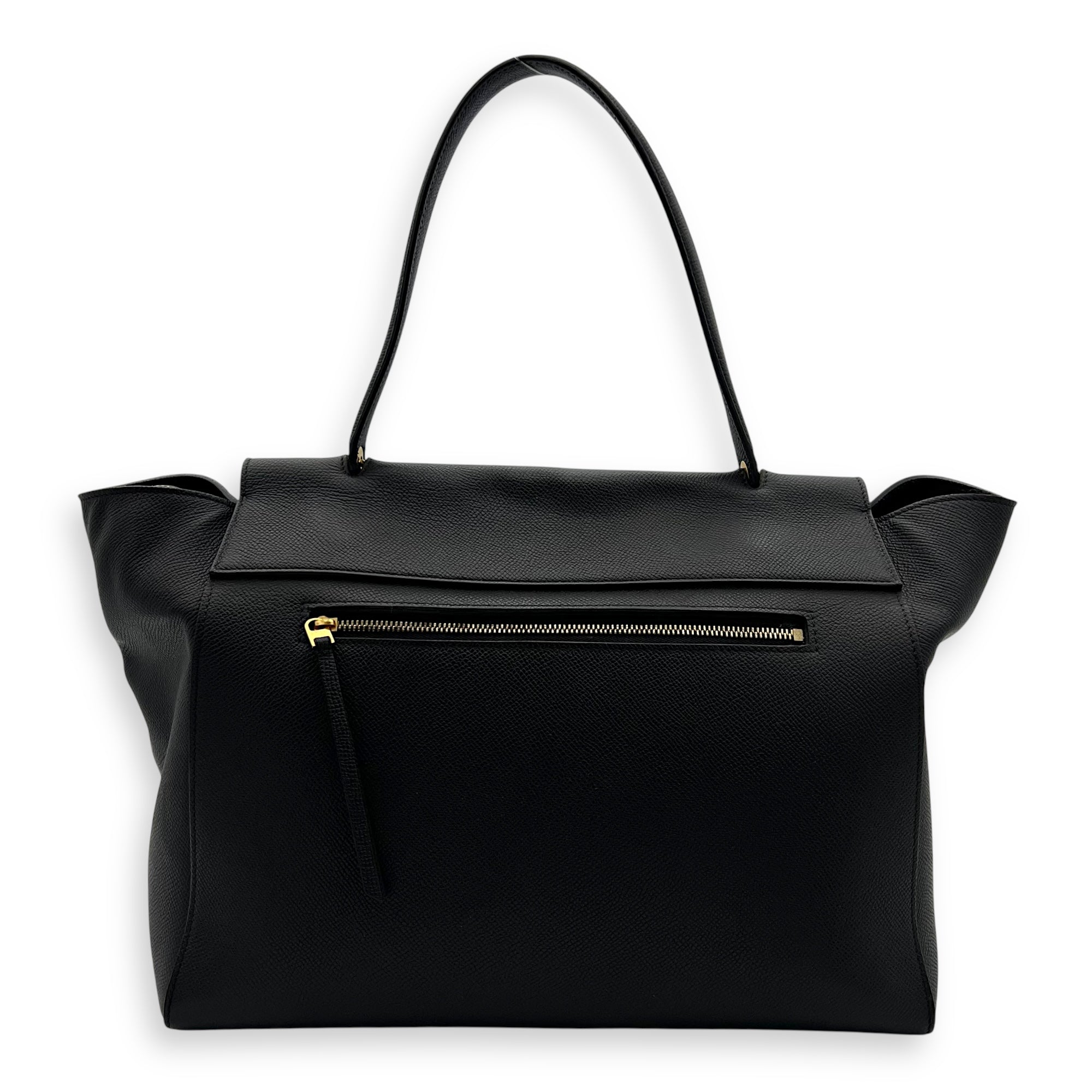 Belt Small Black Top Handle Bag in Calfskin, Gold hardware - Image 3