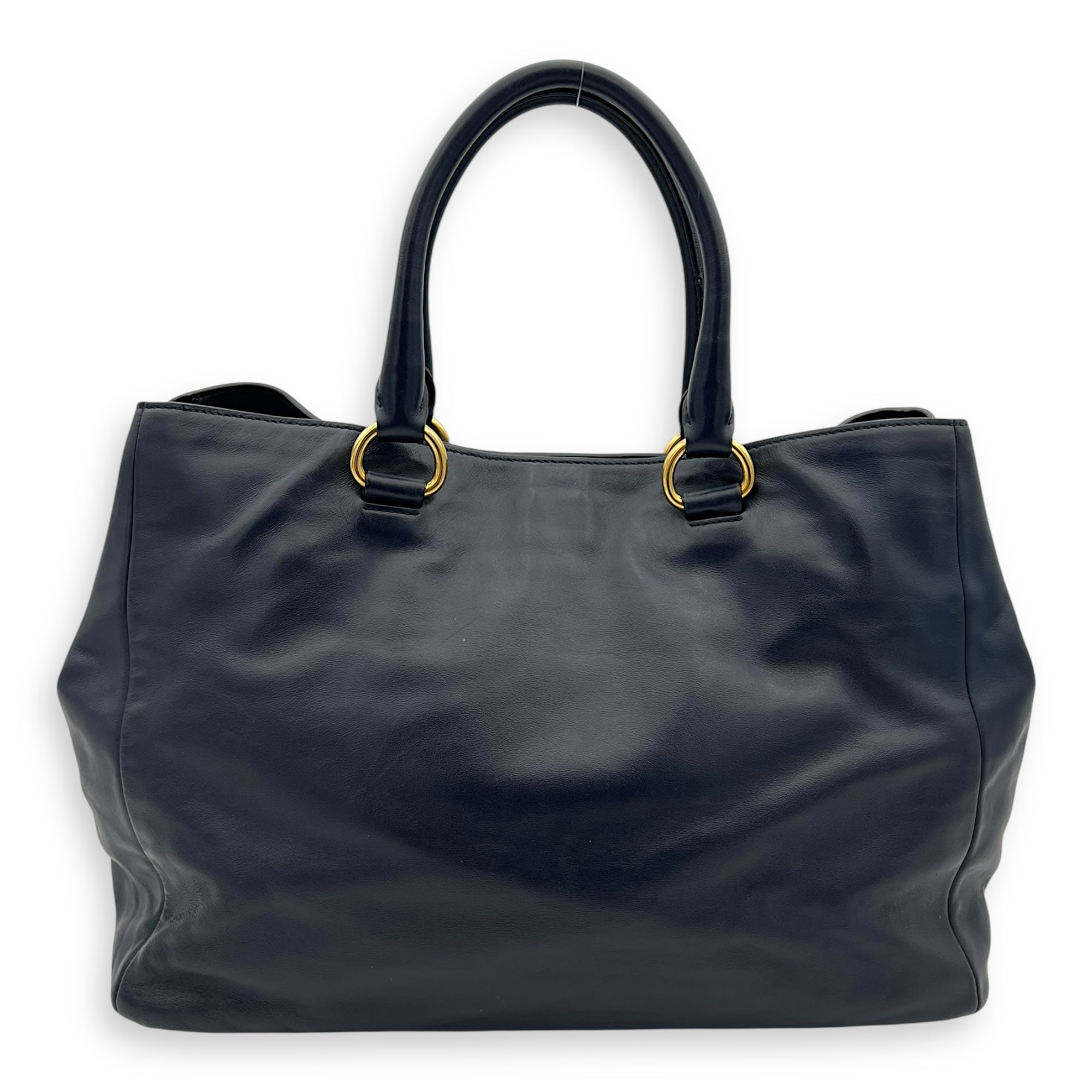2 way bag Top Handle Bag Blue in Calfskin, Gold hardware - Image 3