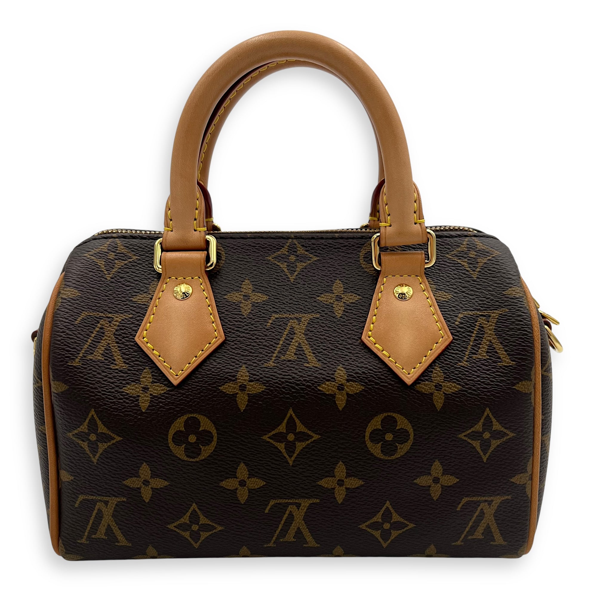 Speedy Bandouliere 20 Brown Top Handle Bag in Monogram Coated Canvas, Gold hardware - Image 5