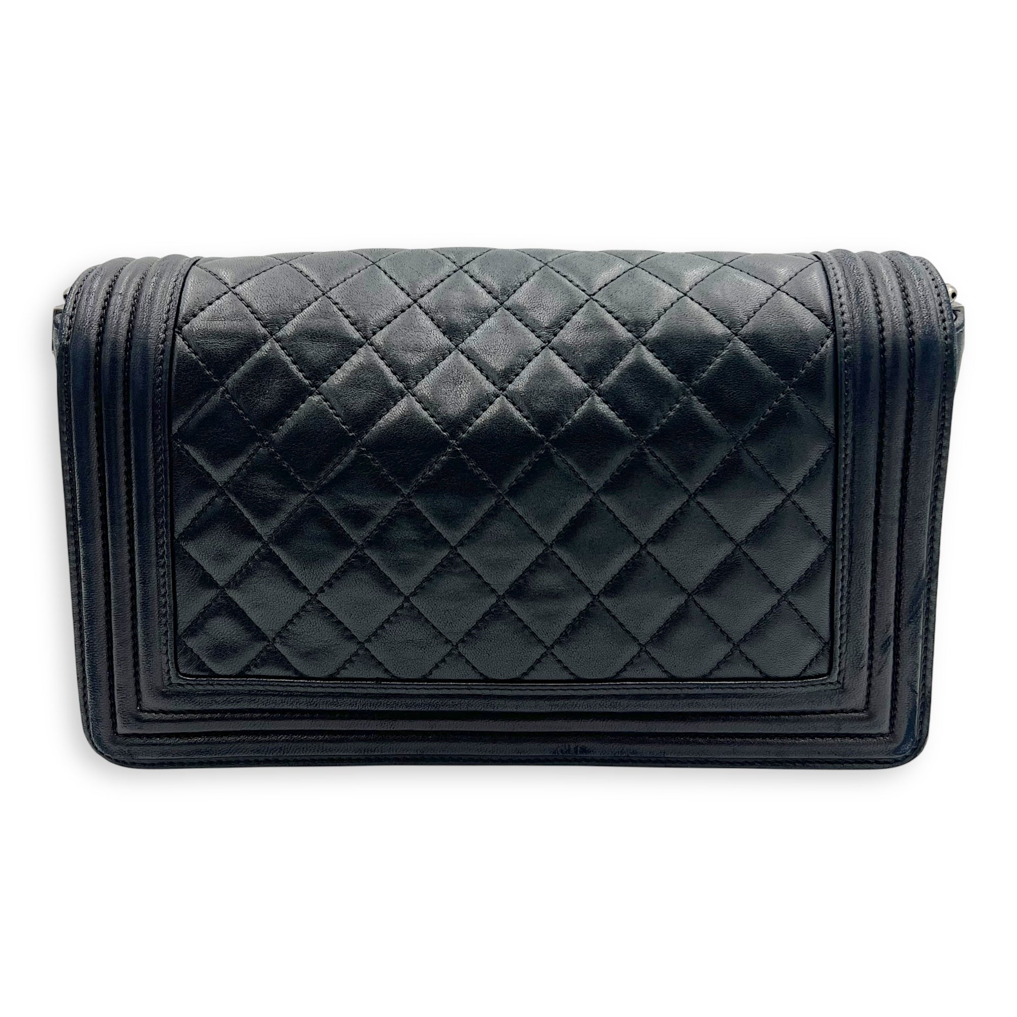 Boy Medium Black Shoulder Bag in Lambskin with Stingray Strap, Ruthenium hardware - Image 3