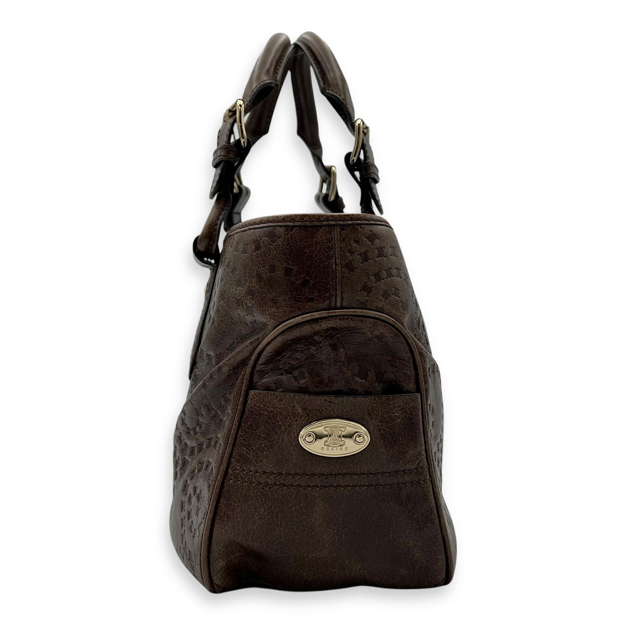 Boogie Top Handle Bag Brown in Calfskin, Gold hardware - Image 4