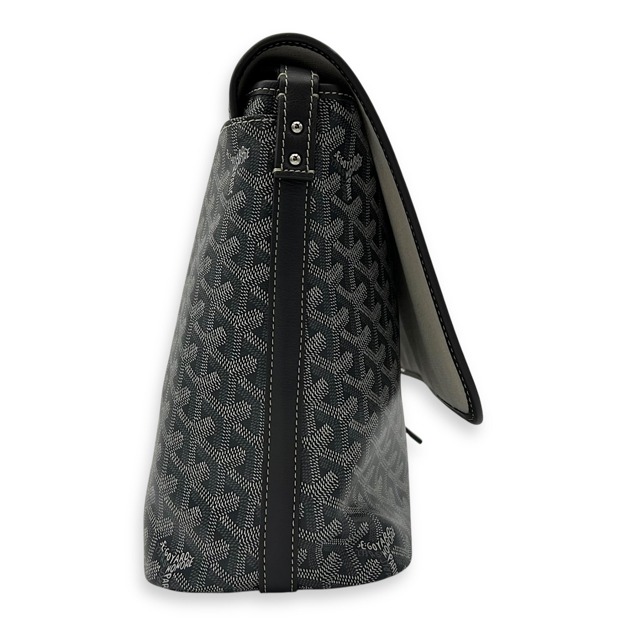 Capetien MM Grey Shoulder Bag in Coated Canvas, Silver hardware - Image 4