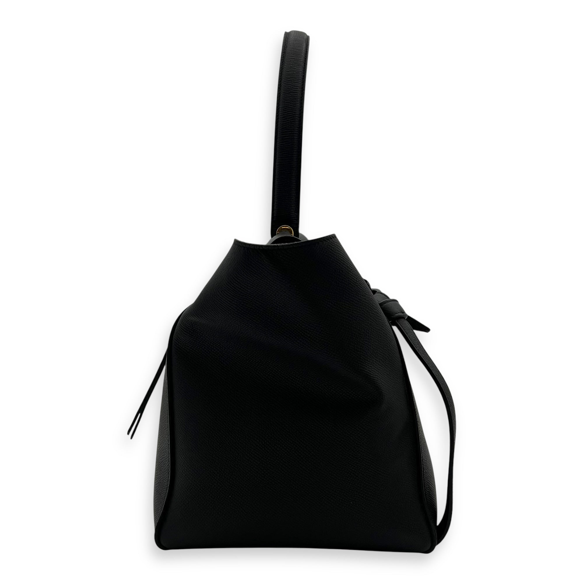 Belt Small Black Top Handle Bag in Calfskin, Gold hardware - Image 4