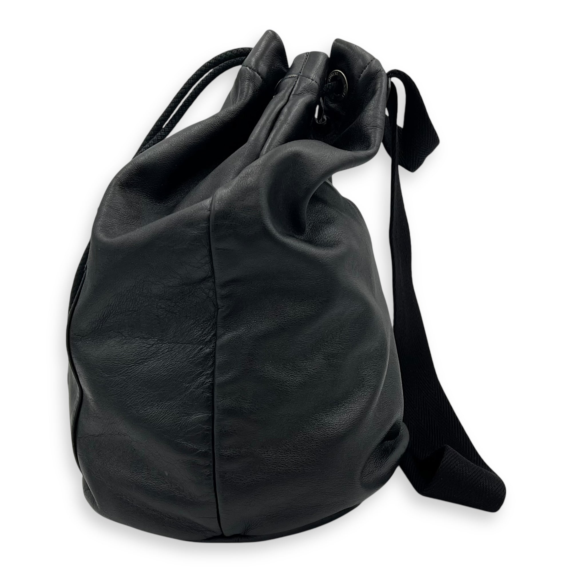 Logo Backpack Black in Calfskin, Silver hardware - Image 4
