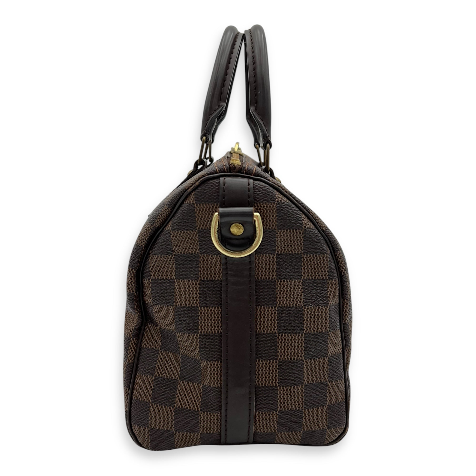 Speedy Bandouliere Top Handle Bag 25 Brown in Coated Canvas, Gold hardware - Image 4