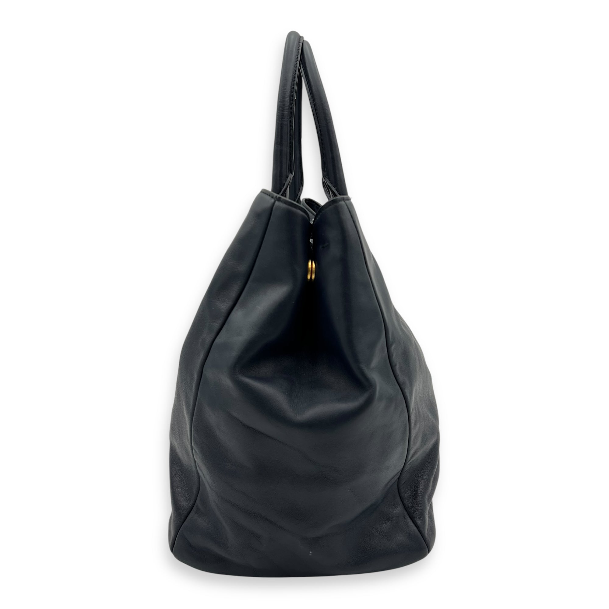 2 way bag Top Handle Bag Blue in Calfskin, Gold hardware - Image 5