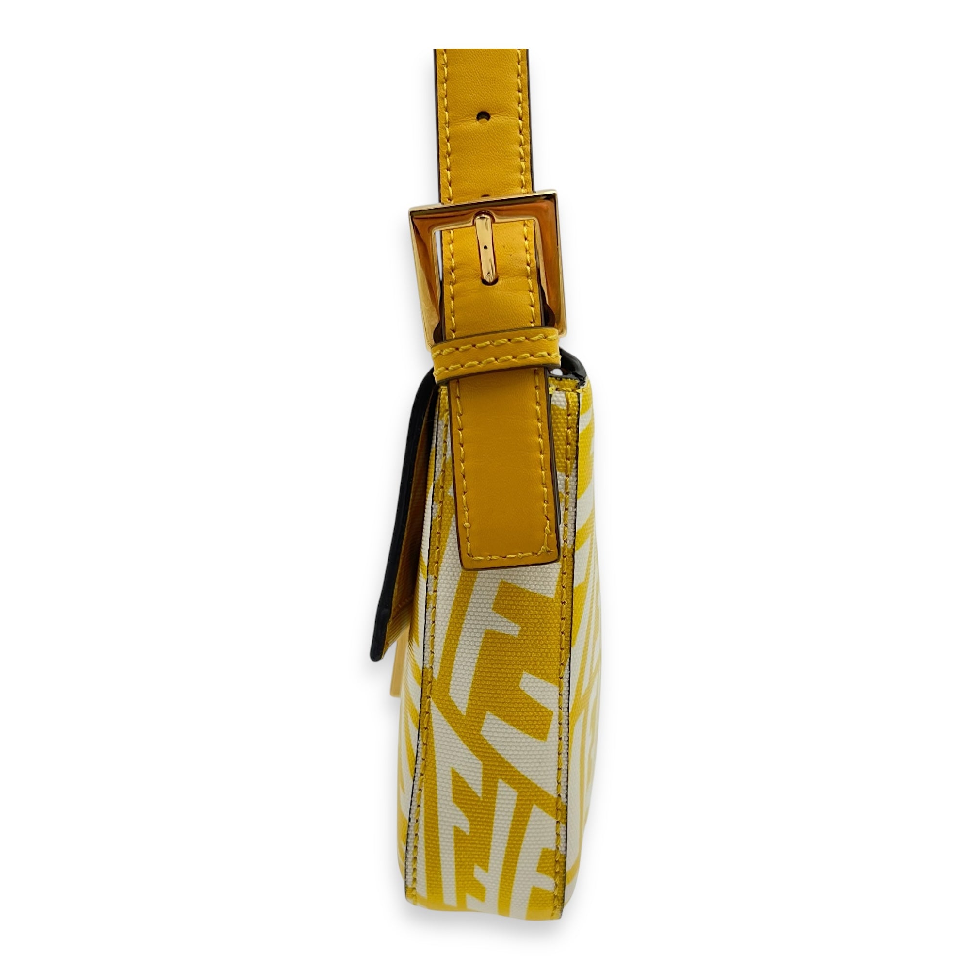 Baguette Shoulder Bag Yellow in Coated Canvas, Gold hardware - Image 5