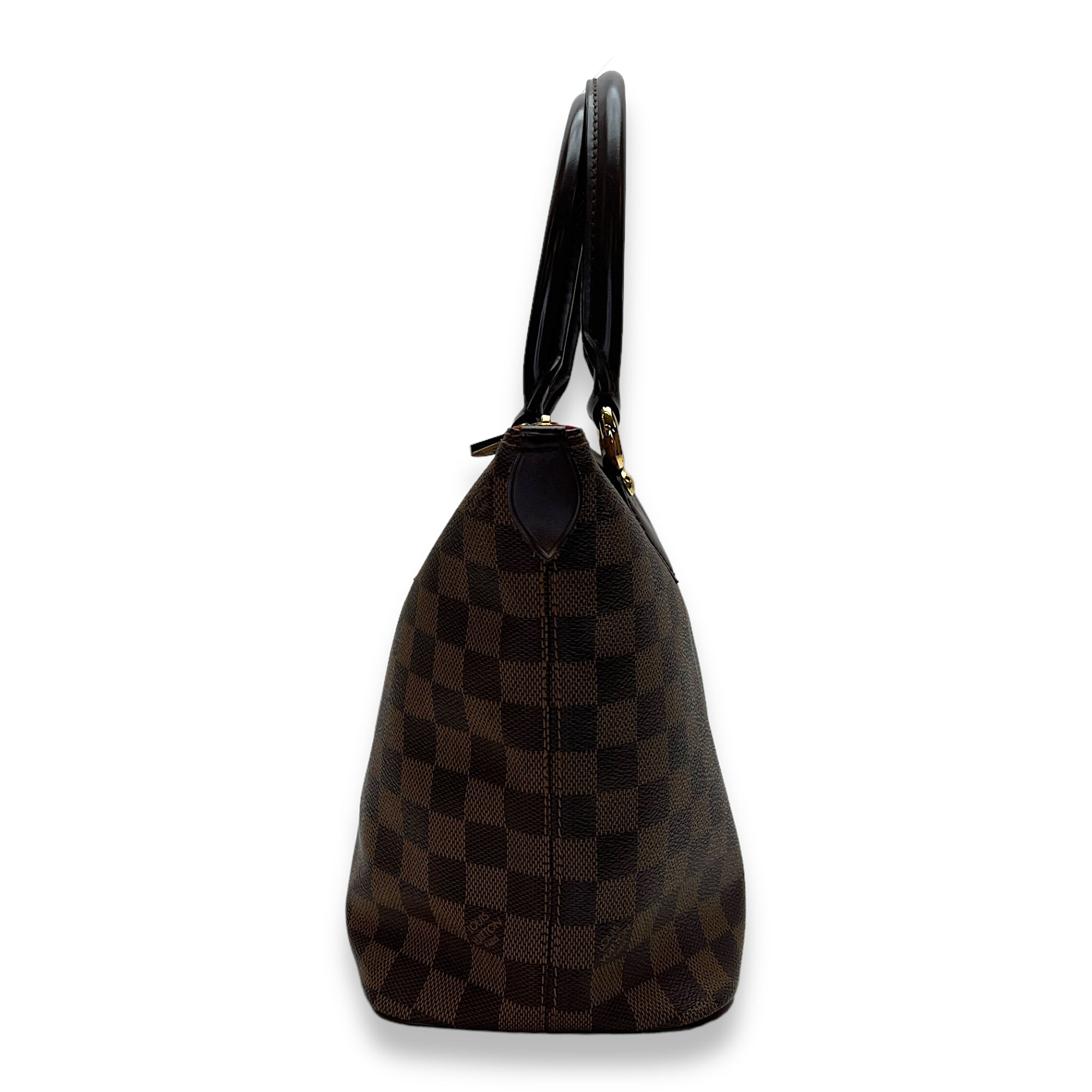 Saleya PM Damier Ebene Top Handle Bag in Coated Canvas, Gold hardware - Image 5