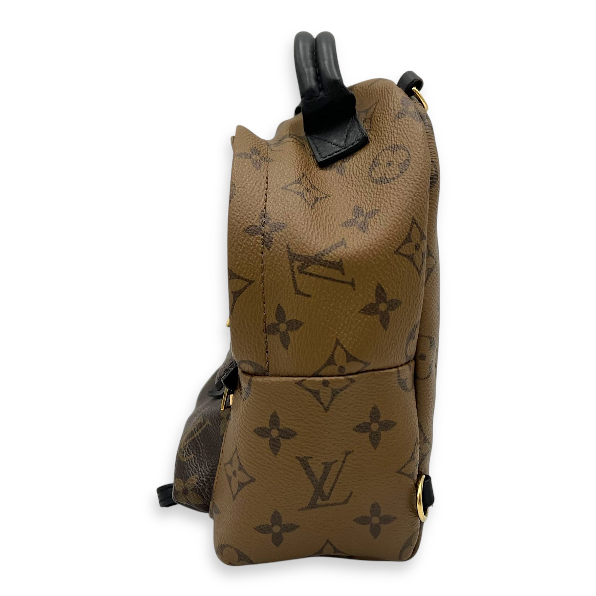 Palm Springs Mini Brown Backpack in Monogram Coated Canvas, Gold hardware - Image 5