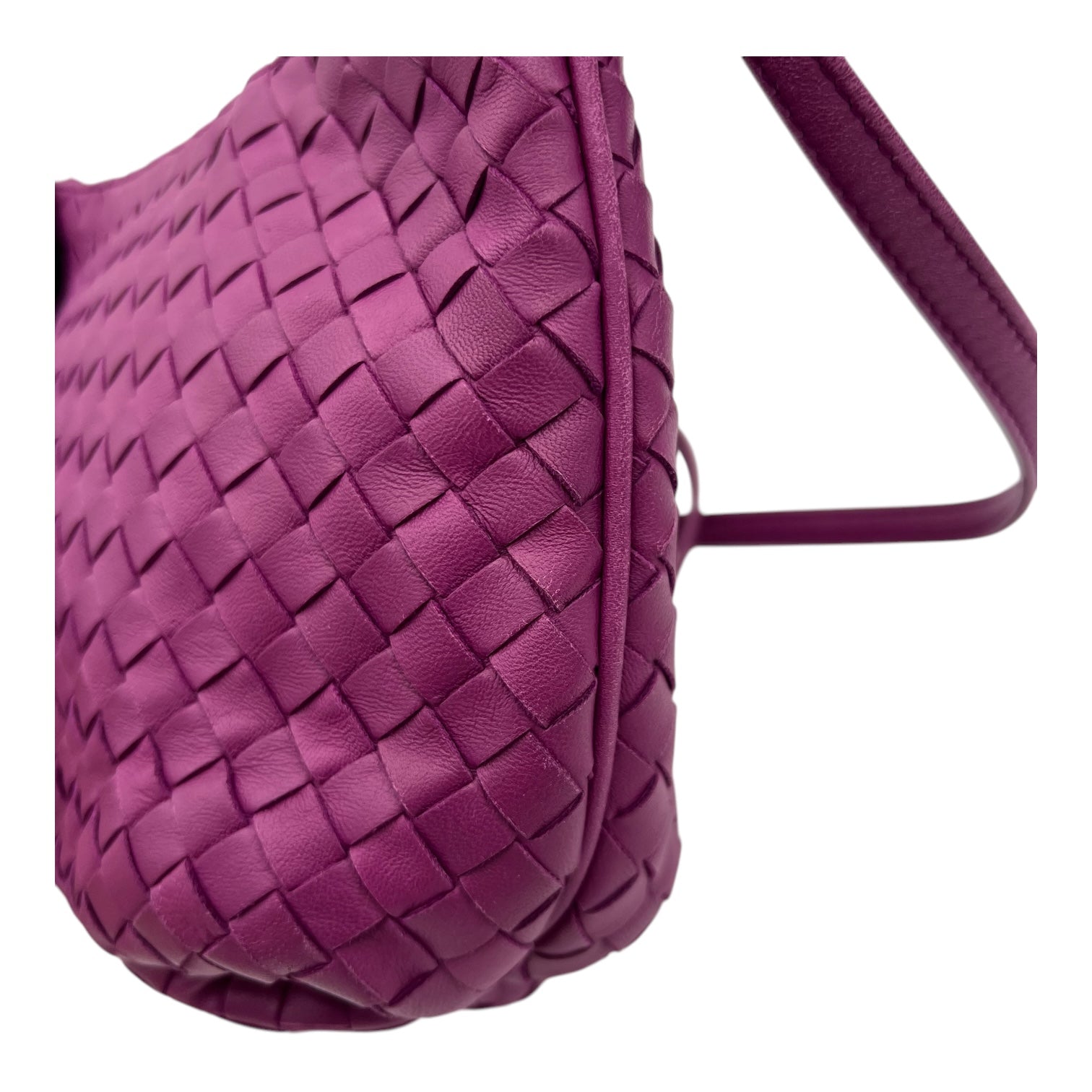 Intrecciato Purple Shoulder Bag in Lambskin, Gold hardware - Image 8
