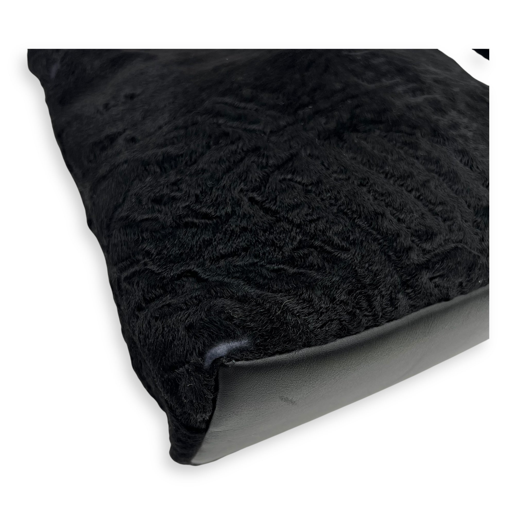 Persian Lamb Black Shoulder Bag in, Silver hardware - Image 9