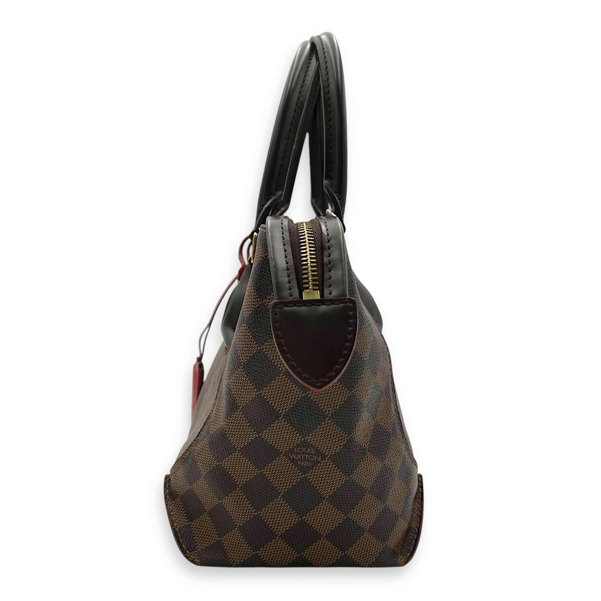 Caissa Top Handle Bag Brown in Coated Canvas, Gold hardware - Image 5