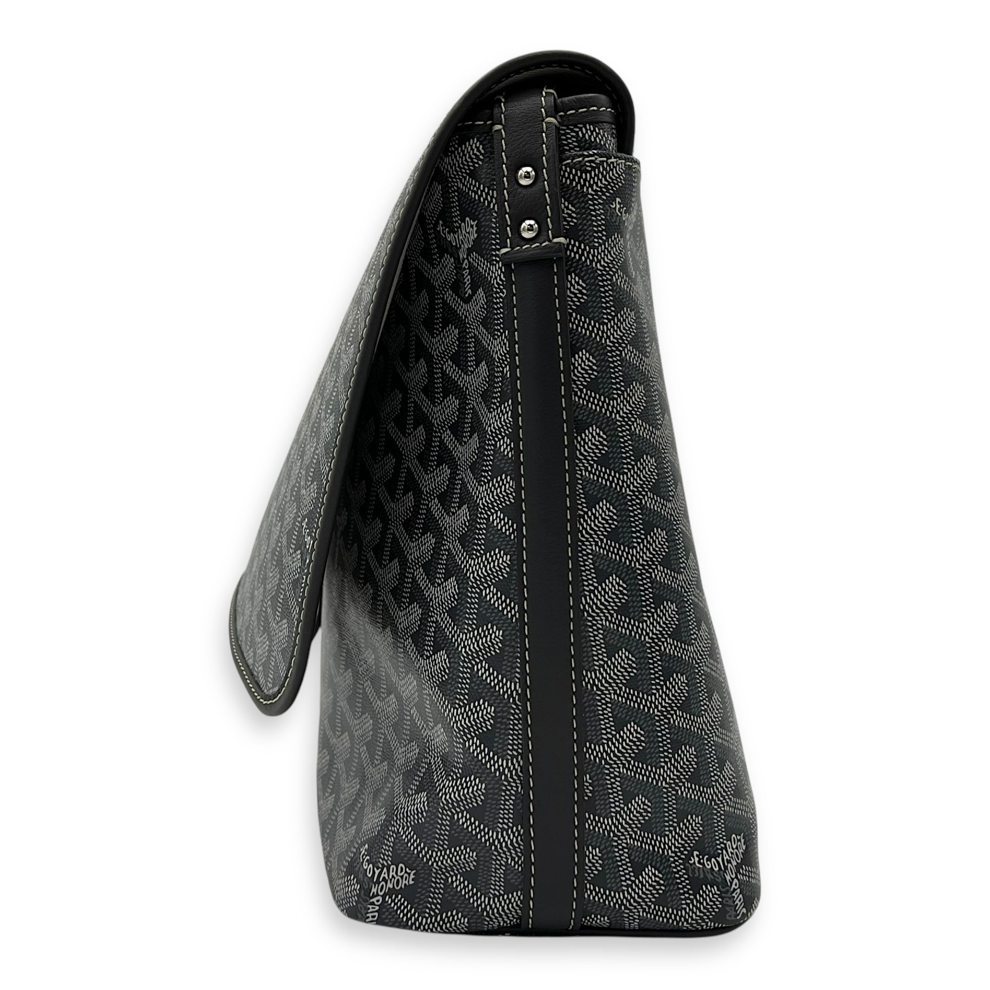 Capetien MM Grey Shoulder Bag in Coated Canvas, Silver hardware - Image 5