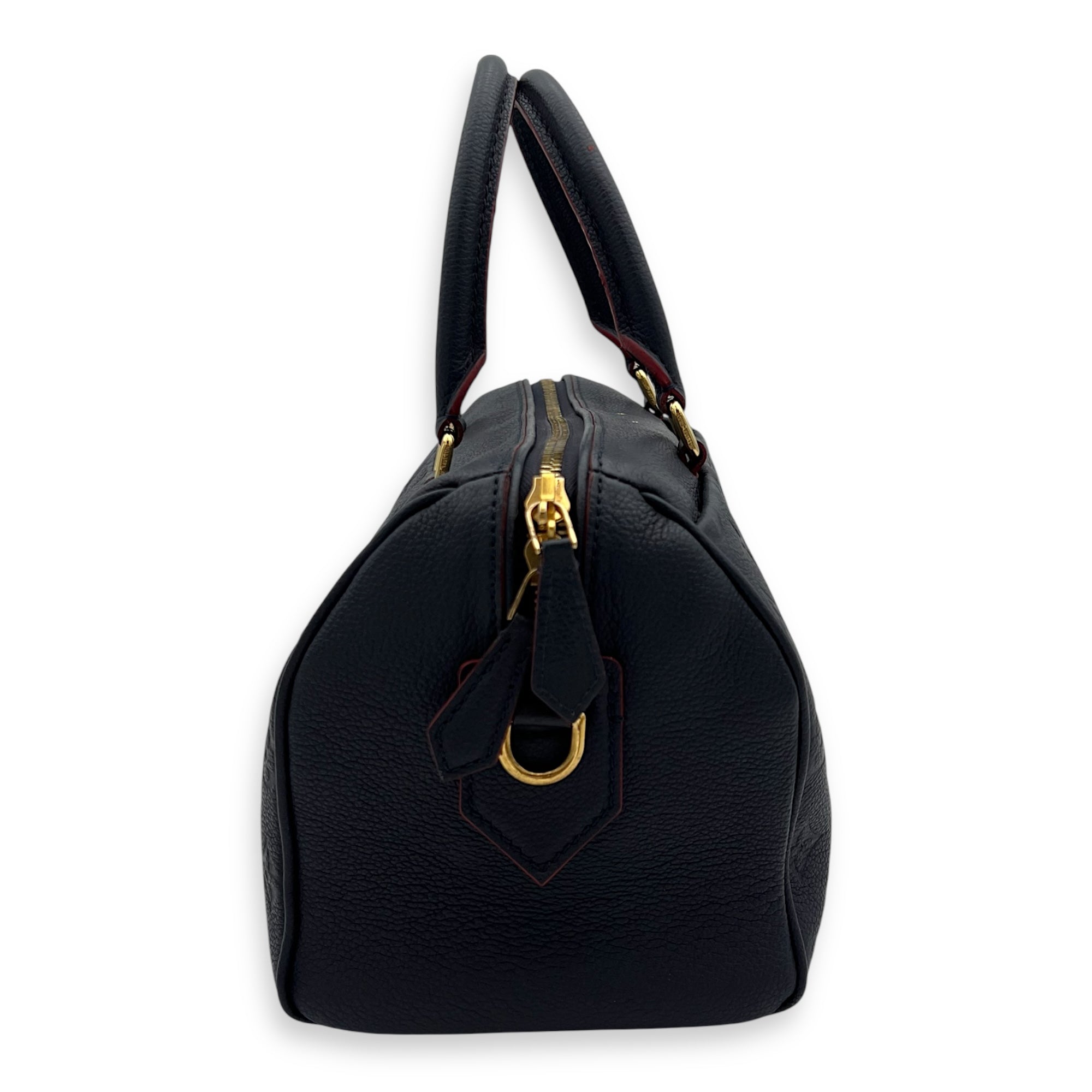 Speedy Bandouliere Top Handle Bag 25 Blue in Empreinte Leather, Gold hardware - Image 4