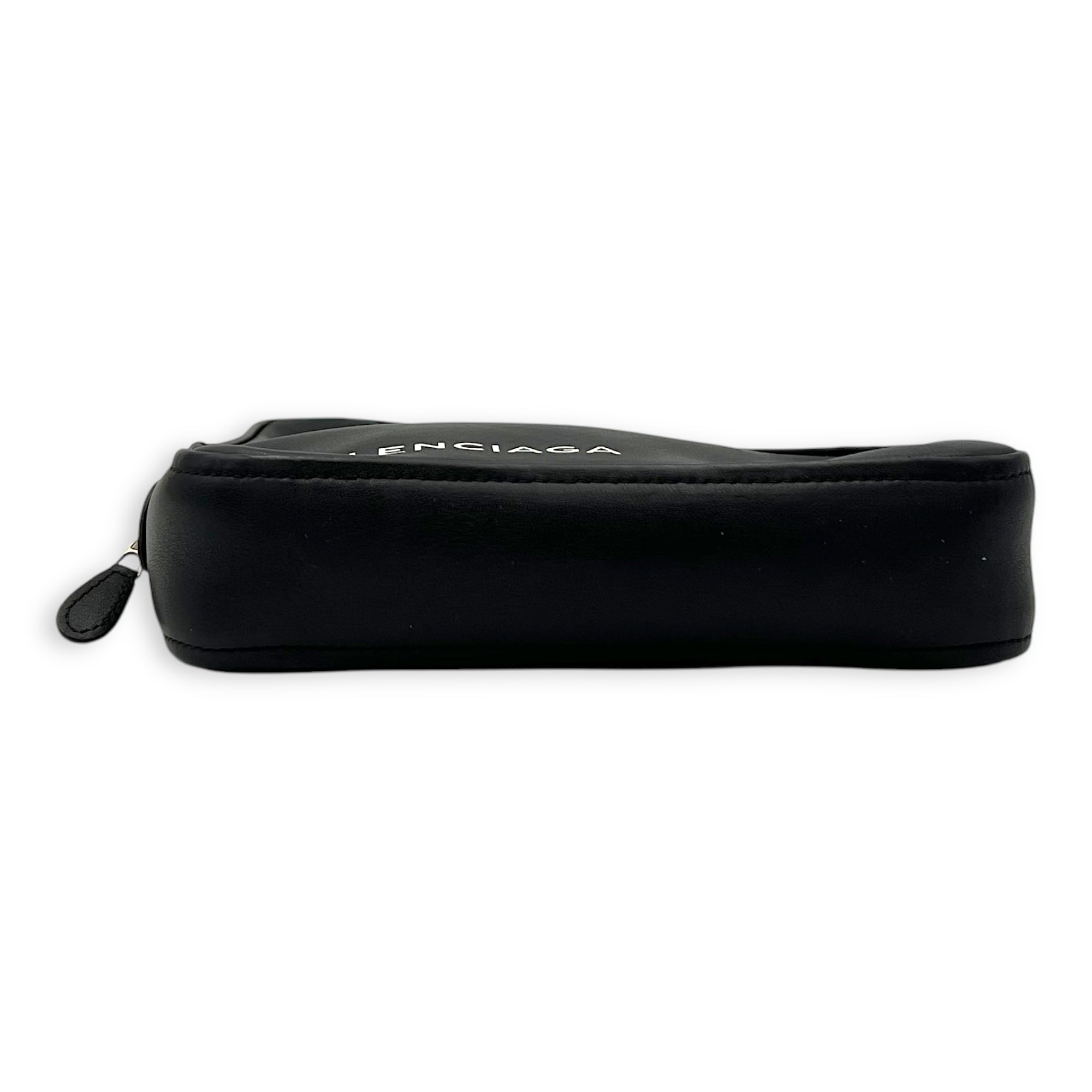 Logo Pouch Black in Calfskin, Silver hardware - Image 6