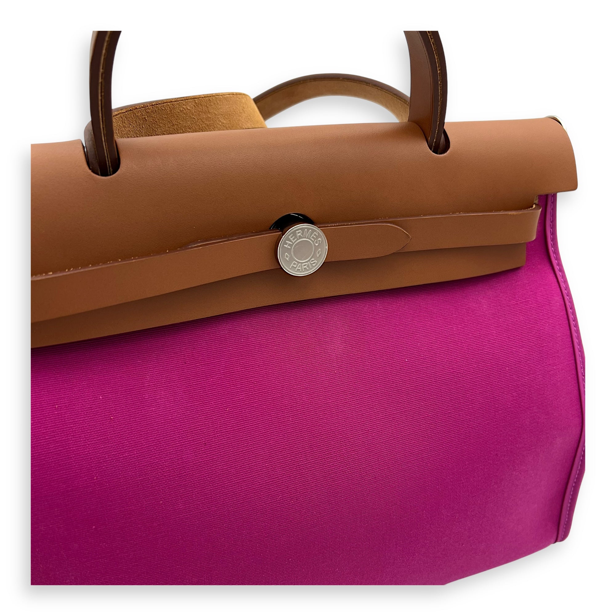 Herbag 31 Rose Pourpre Fauve Shoulder Bag in Canvas, Palladium hardware - Image 8