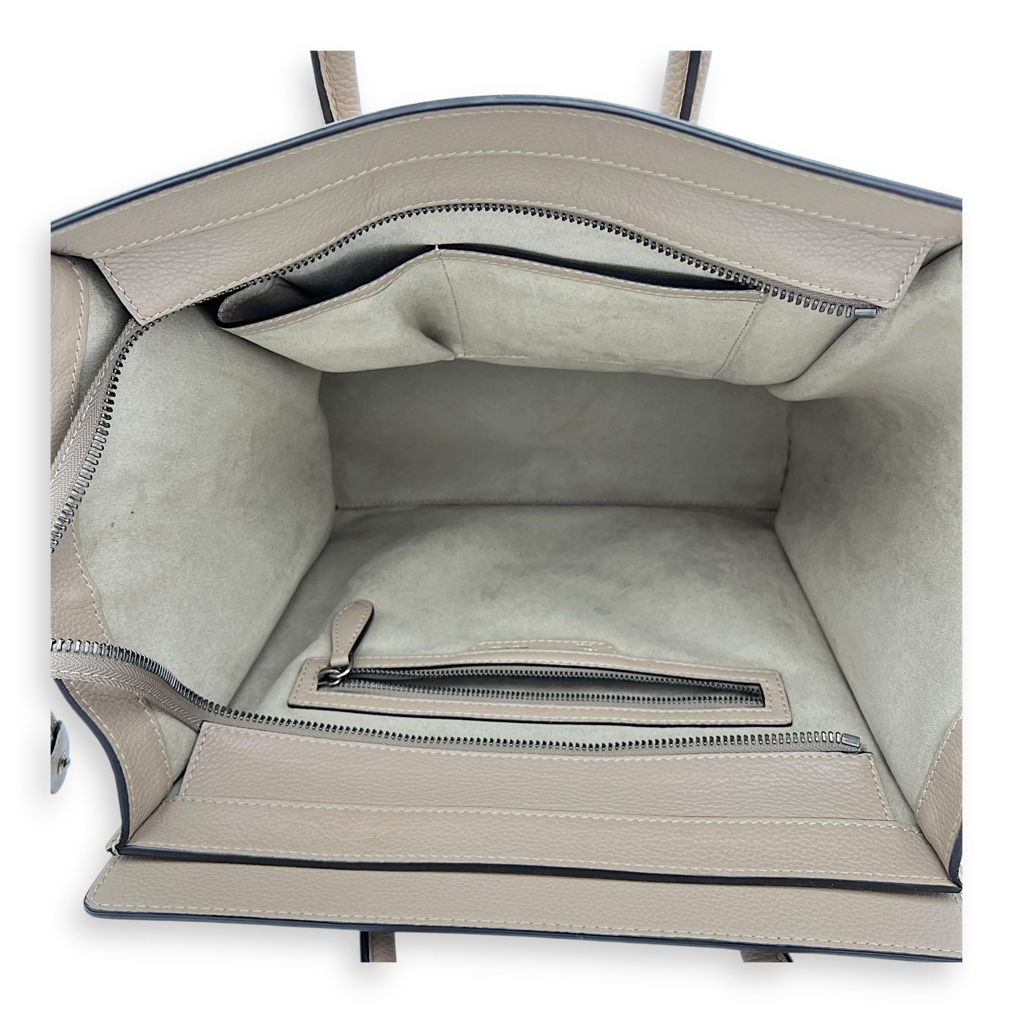 Luggage Mini Brown Top Handle Bag in Calfskin, Silver hardware - Image 7