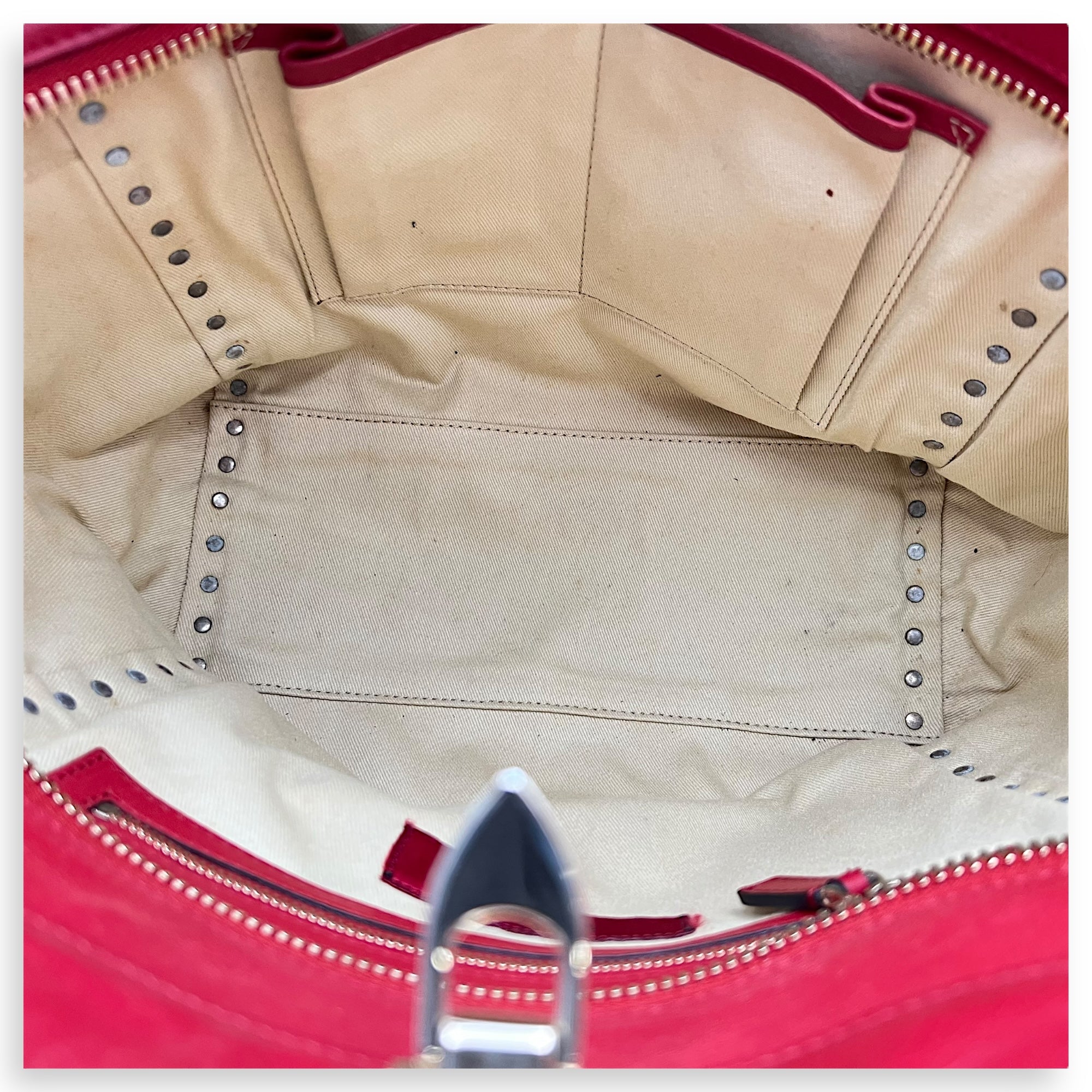 Rockstud Top Handle Bag Red in Calfskin, Gold hardware - Image 7