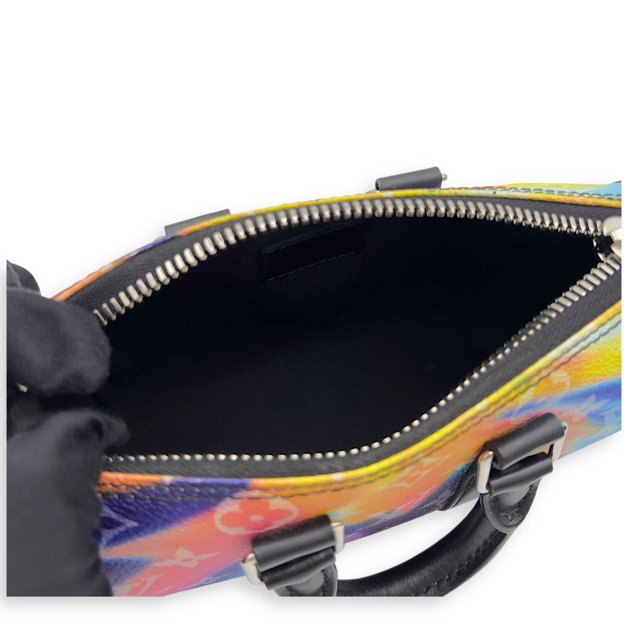 Keepall Crossbody Bag Black in Coated Canvas , Silver Hardware - Image 5