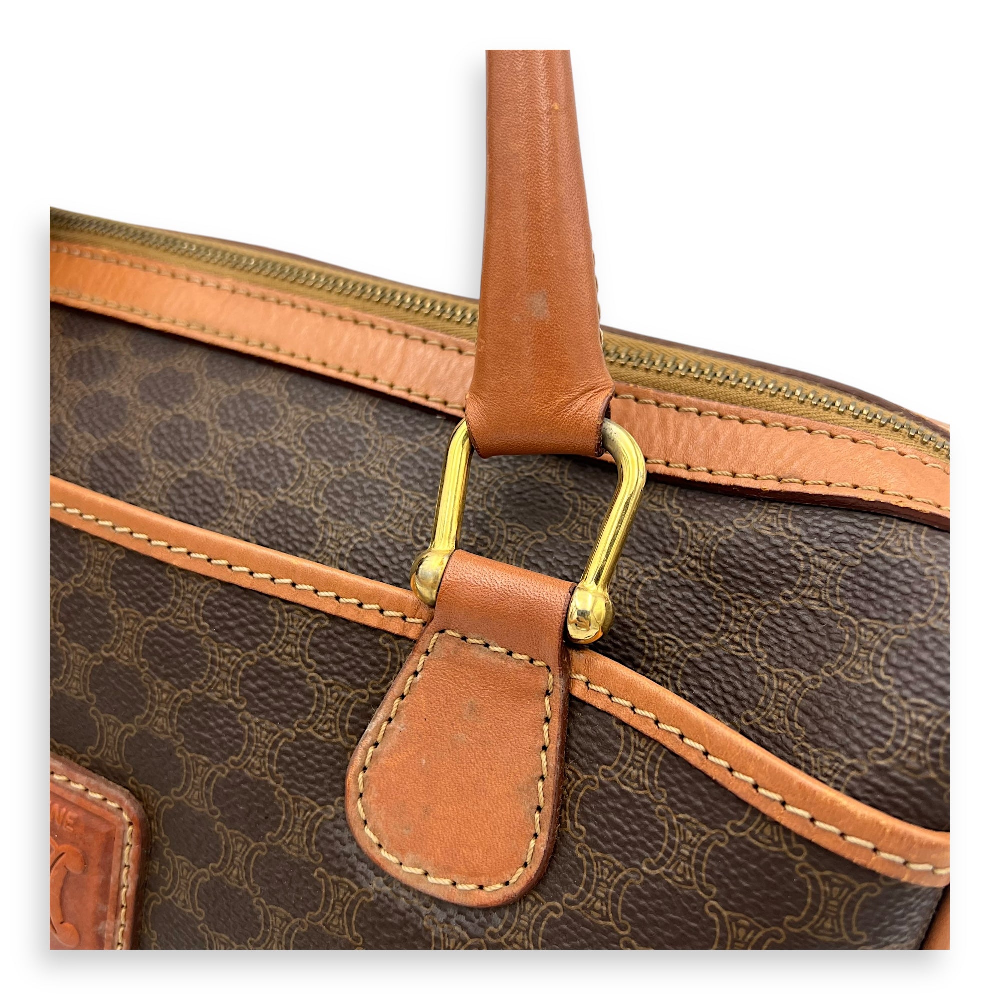 Macadam Top Handle Bag Brown in Coated Canvas, Gold hardware - Image 15