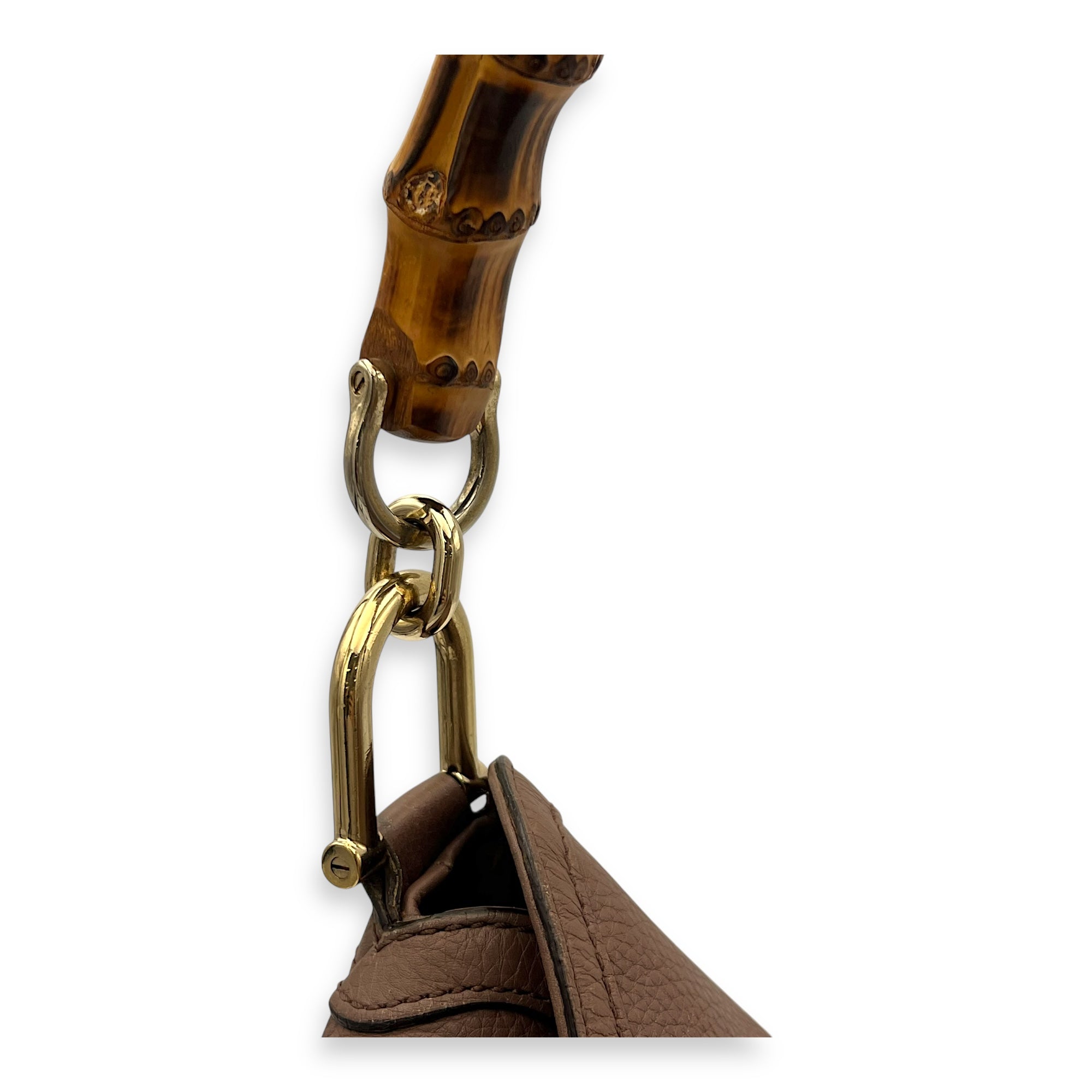 Bamboo Brown Top Handle Bag in Calfskin, Gold hardware - Image 7