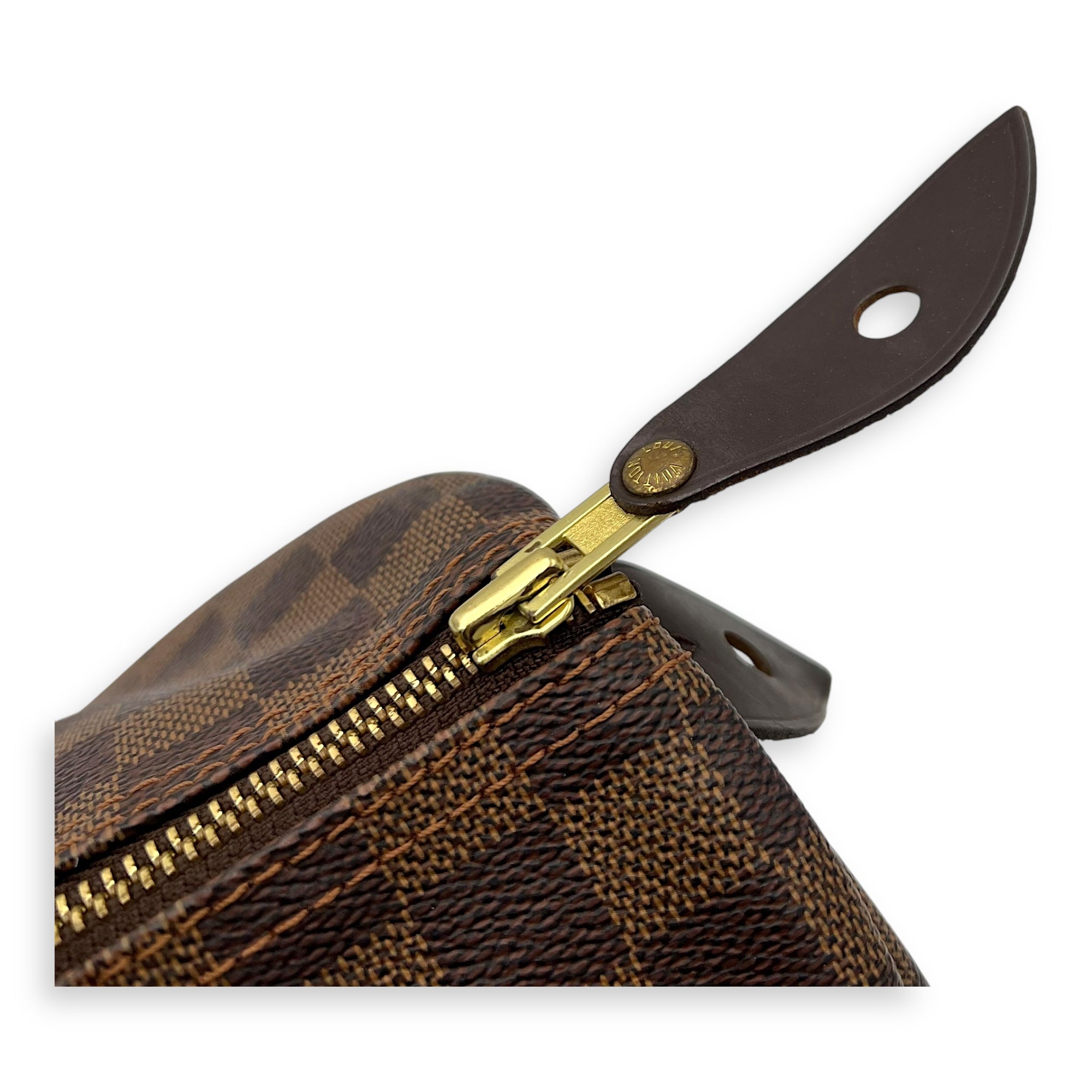 Speedy 30 Damier Ebene Top Handle Bag in Coated Canvas, Gold hardware - Image 7