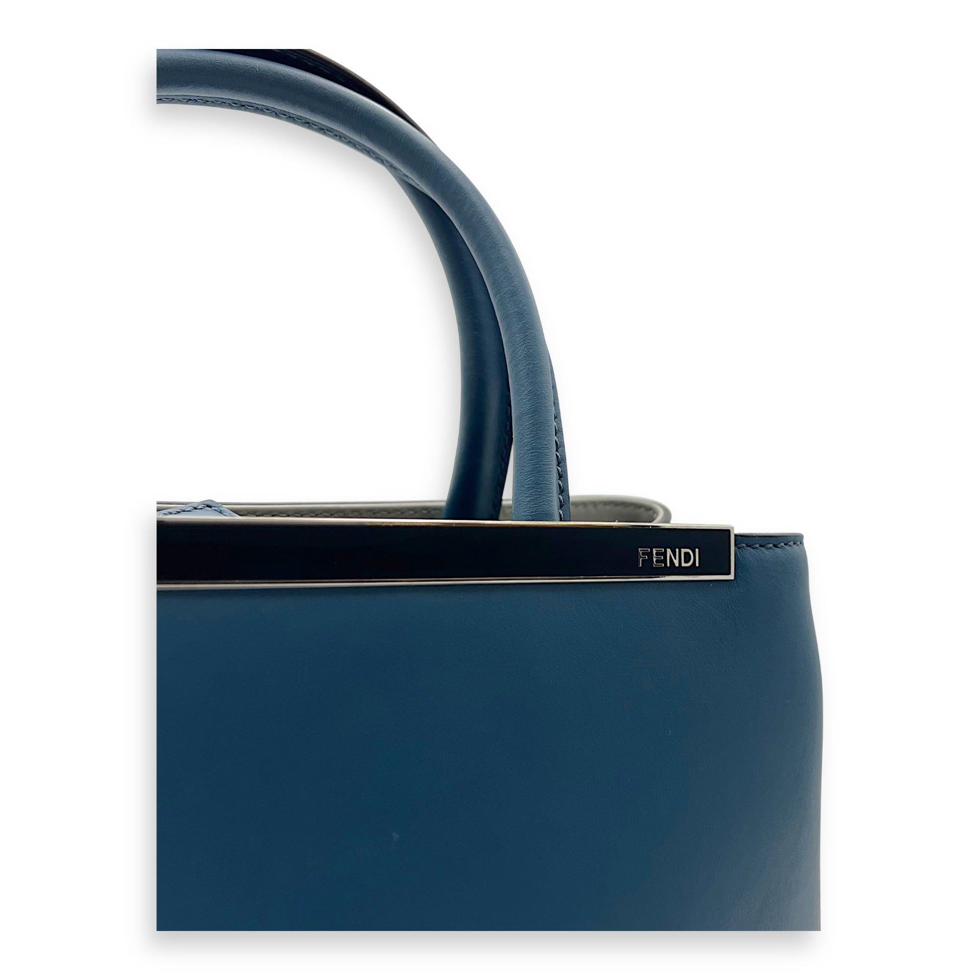 2Jours Top Handle Bag Blue in Calfskin, Silver hardware - Image 7