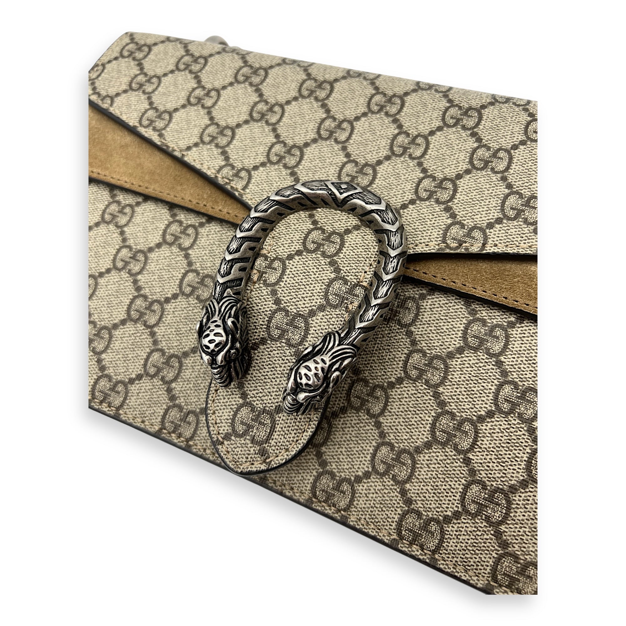 Dionysus Small Brown Shoulder Bag in Coated Canvas, Ruthenium hardware - Image 7