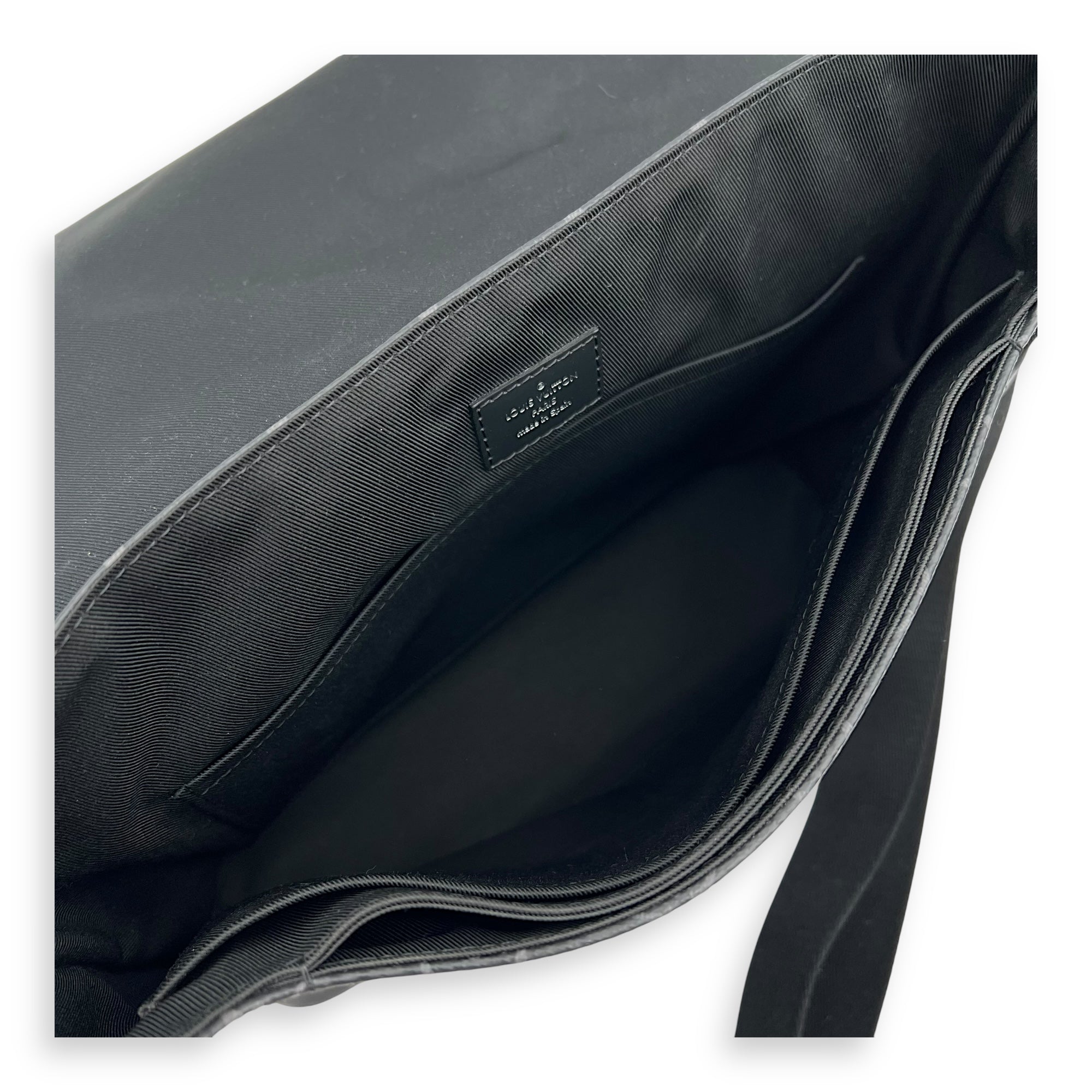 Logo Black Messenger in Monogram Coated Canvas, Silver hardware - Image 7