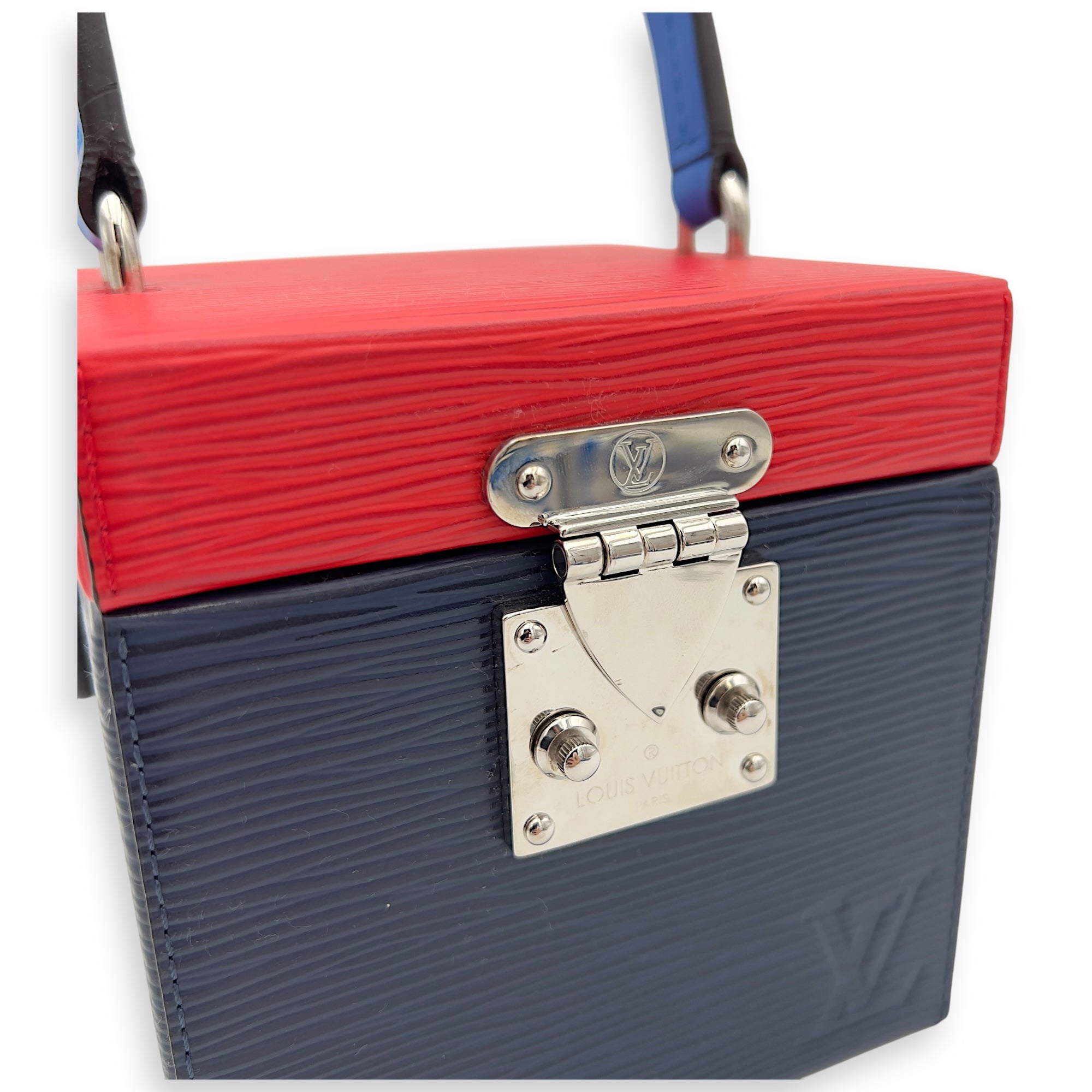 Bleecker Box Top Handle Bag Blue in Epi Leather, Silver hardware - Image 8