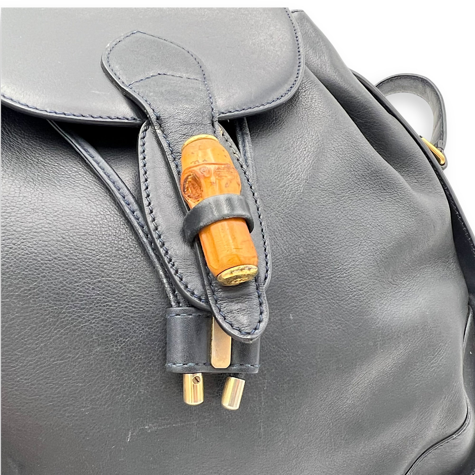 Bamboo Shoulder Bag Blue in Calfskin - Image 8