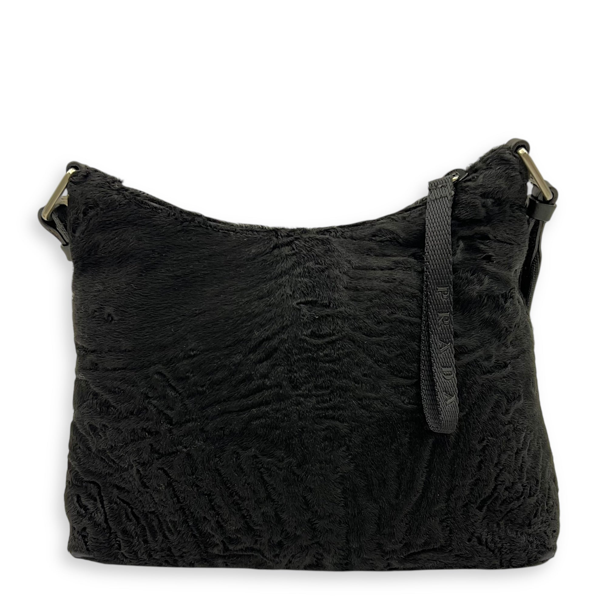 Persian Lamb Black Shoulder Bag in, Silver hardware - Image 3